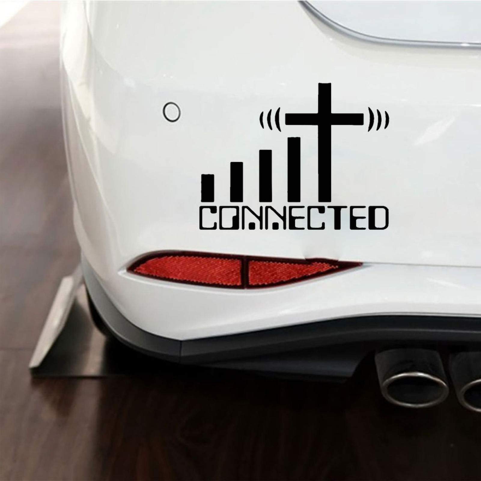 Shineweb Christian Cross Car Decal - Reflective WiFi Connected Sticker for Cars & Laptops - White - Perfect for Faithful Drivers & Religious Vehicle Decoration