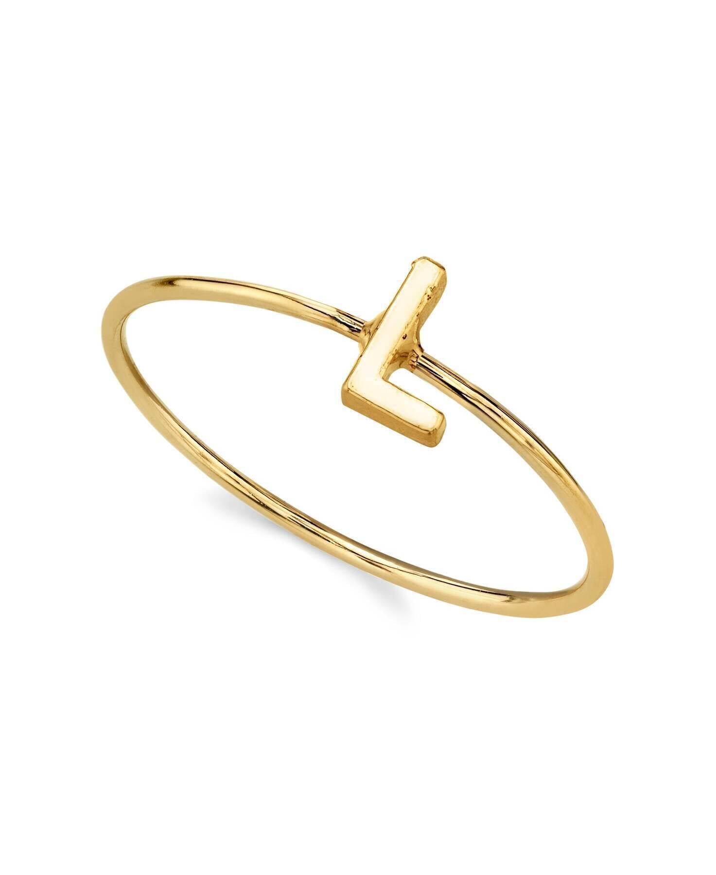 1928 Gold Initial Ring for Women - Personalized Monogram Letter Ring Size 7 - Elegant Dainty Jewelry Gift for Her - Perfect for Birthdays, Anniversaries & Special Occasions