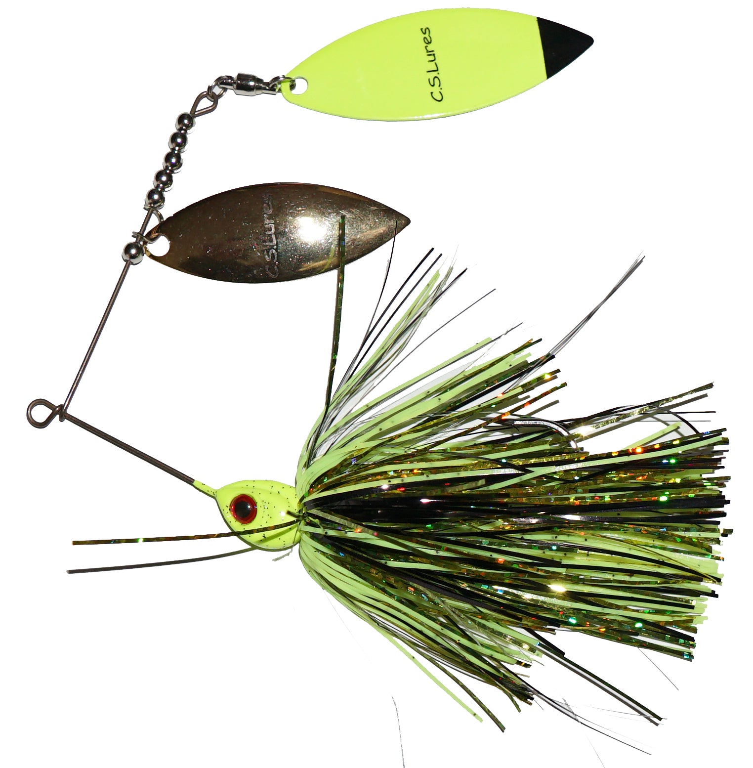 C.S. Lures 3/8oz Double Willow Spinnerbait - Bass Fishing Lure for Freshwater & Saltwater - Perfect for Casting, Trolling, and Shore Fishing