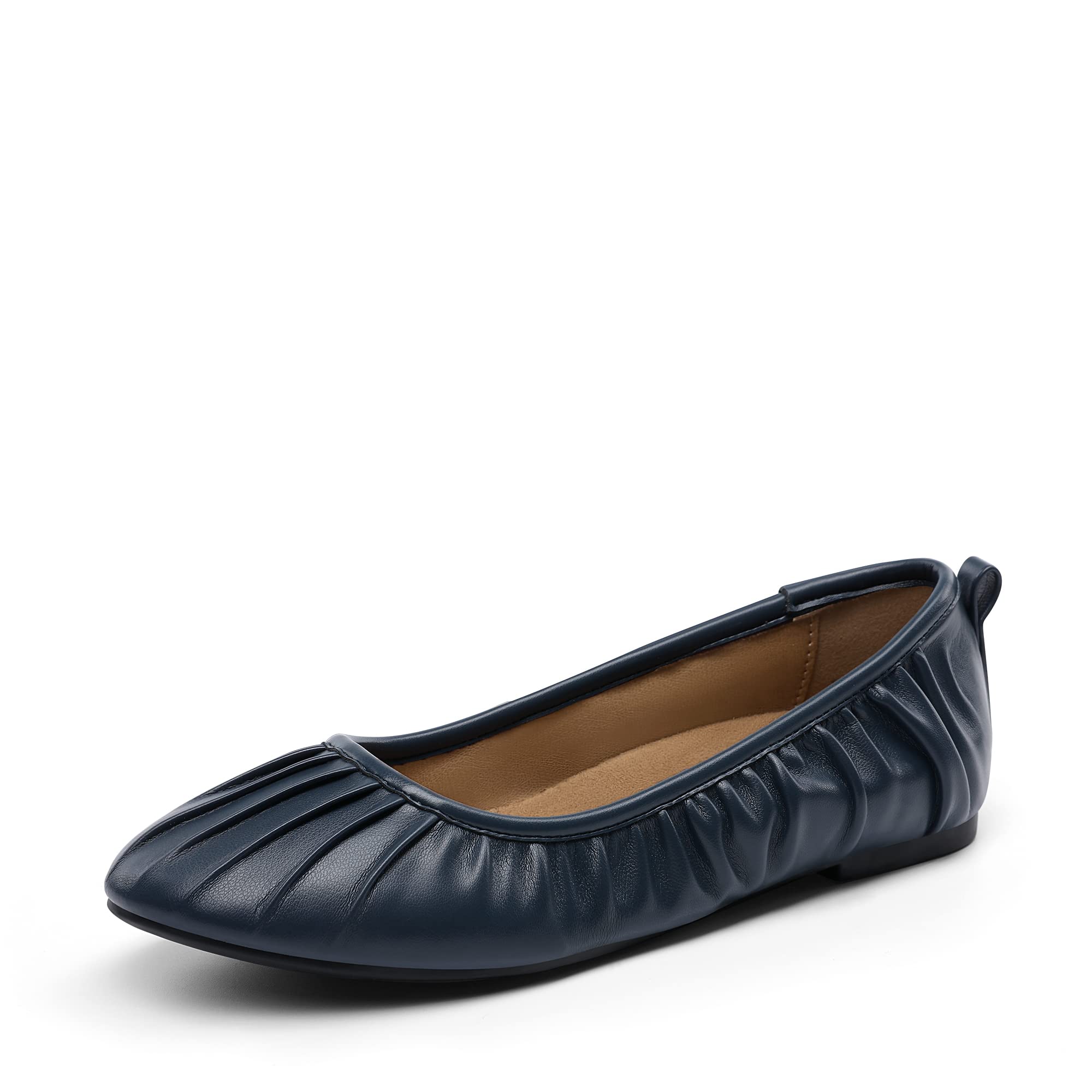 DREAM PAIRS Women's Ballet Flats - Comfortable Dressy Work Shoes with Pleated Round Toe | Slip On Flats for Office, Wedding & Casual Wear