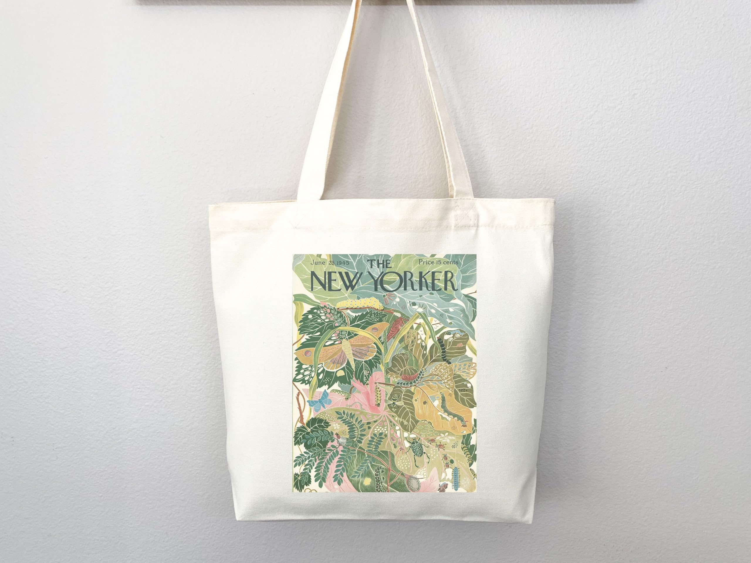 The New Yorker Tote Bag - Stylish Canvas Tote with Magazine Art Print | Perfect for Shopping, Beach, Work & Everyday Use (Tote Bag Only)
