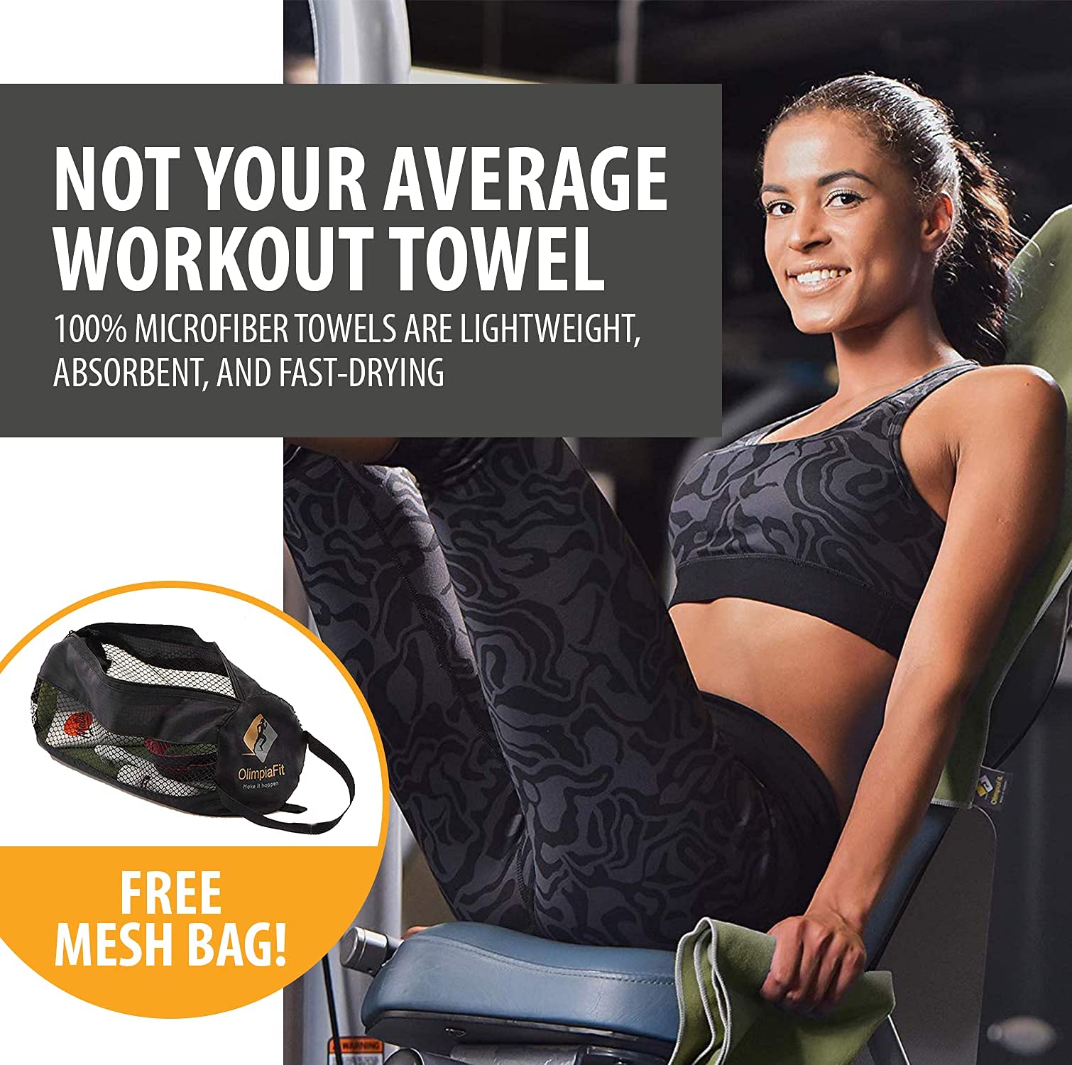 OlimpiaFit Quick Dry Towel Set - 3 Pack Lightweight Microfiber Travel Towels with Carry Bag | Fast Absorbing & Compact for Camping, Beach, Gym, Yoga, Swimming & Outdoor Activities | Perfect for Travel, Sports & Fitness Enthusiasts