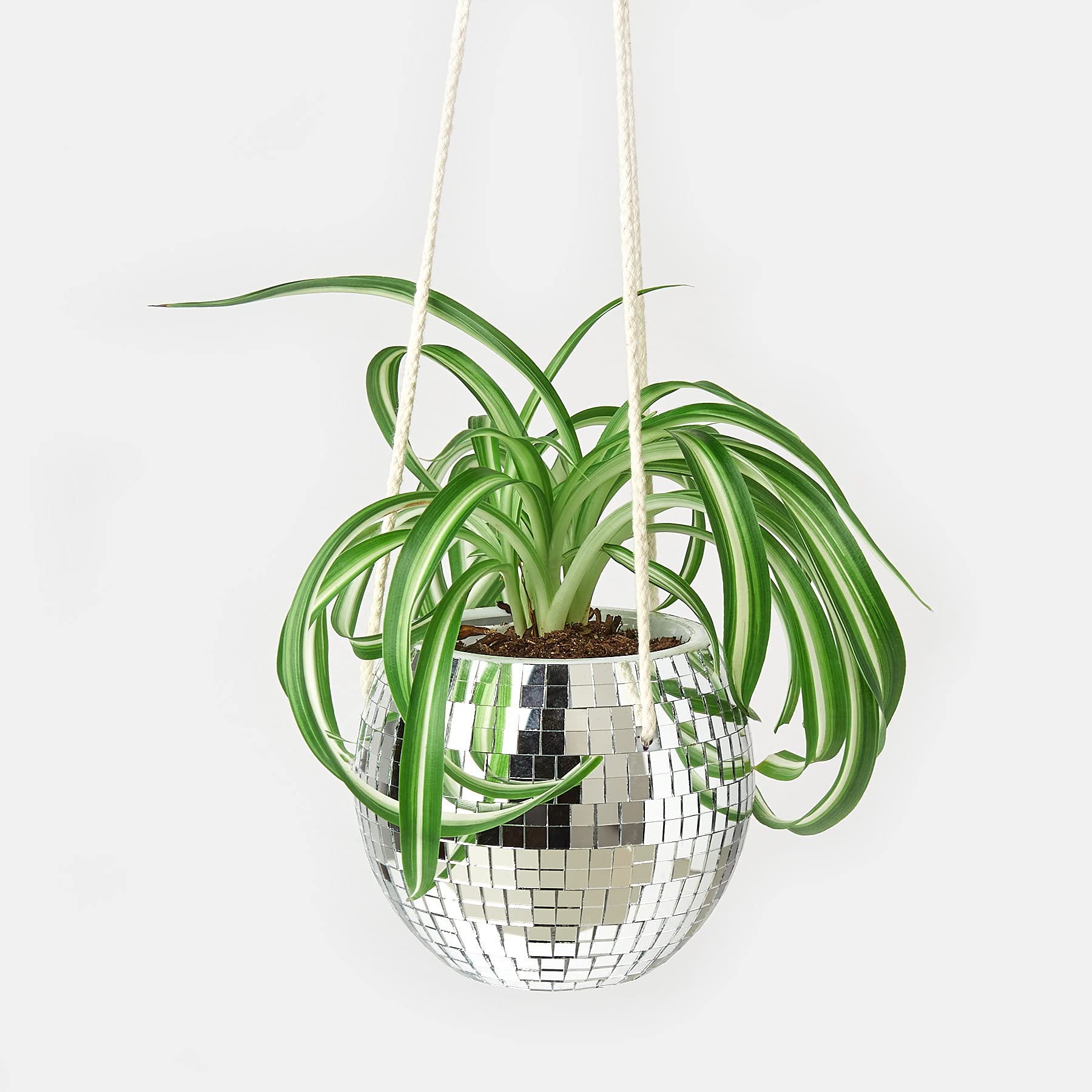 Disco Ball Hanging Planter - 6 Inch Self Watering Flower Pot for Indoor Plants | Modern Home Decor for Living Room, Bedroom & Office | Unique Plant Holder with Reflective Mirror Design