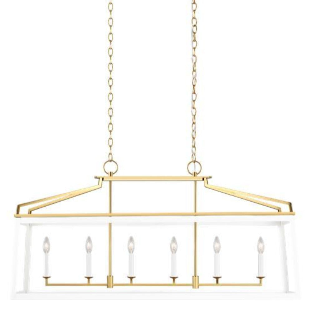 Carolyn Mixed Metal Linear Lantern - Modern Farmhouse Pendant Light for Kitchen Island, Dining Room, or Entryway Lighting