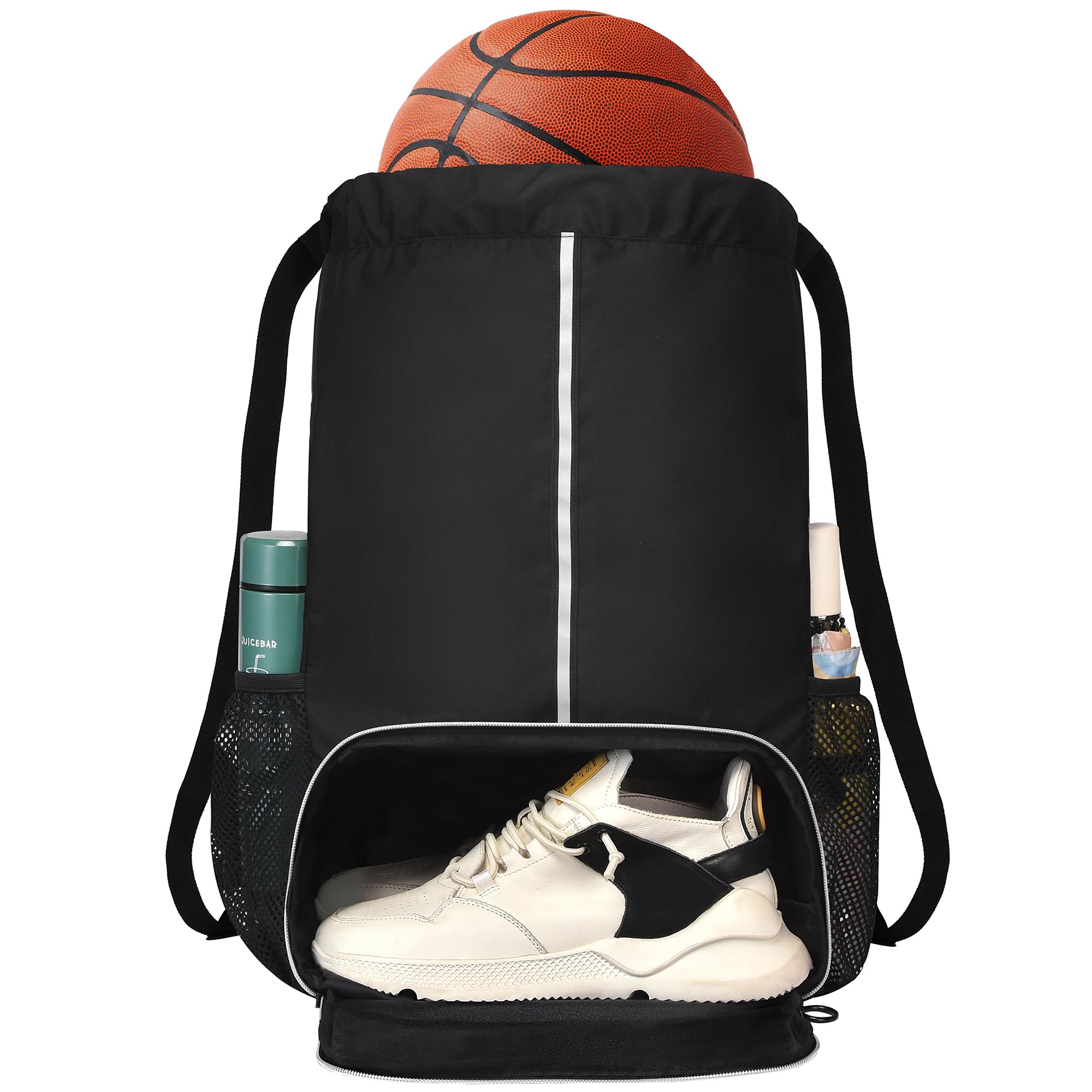 Large Drawstring Backpack with Shoe Compartment - Gym & Beach Essentials