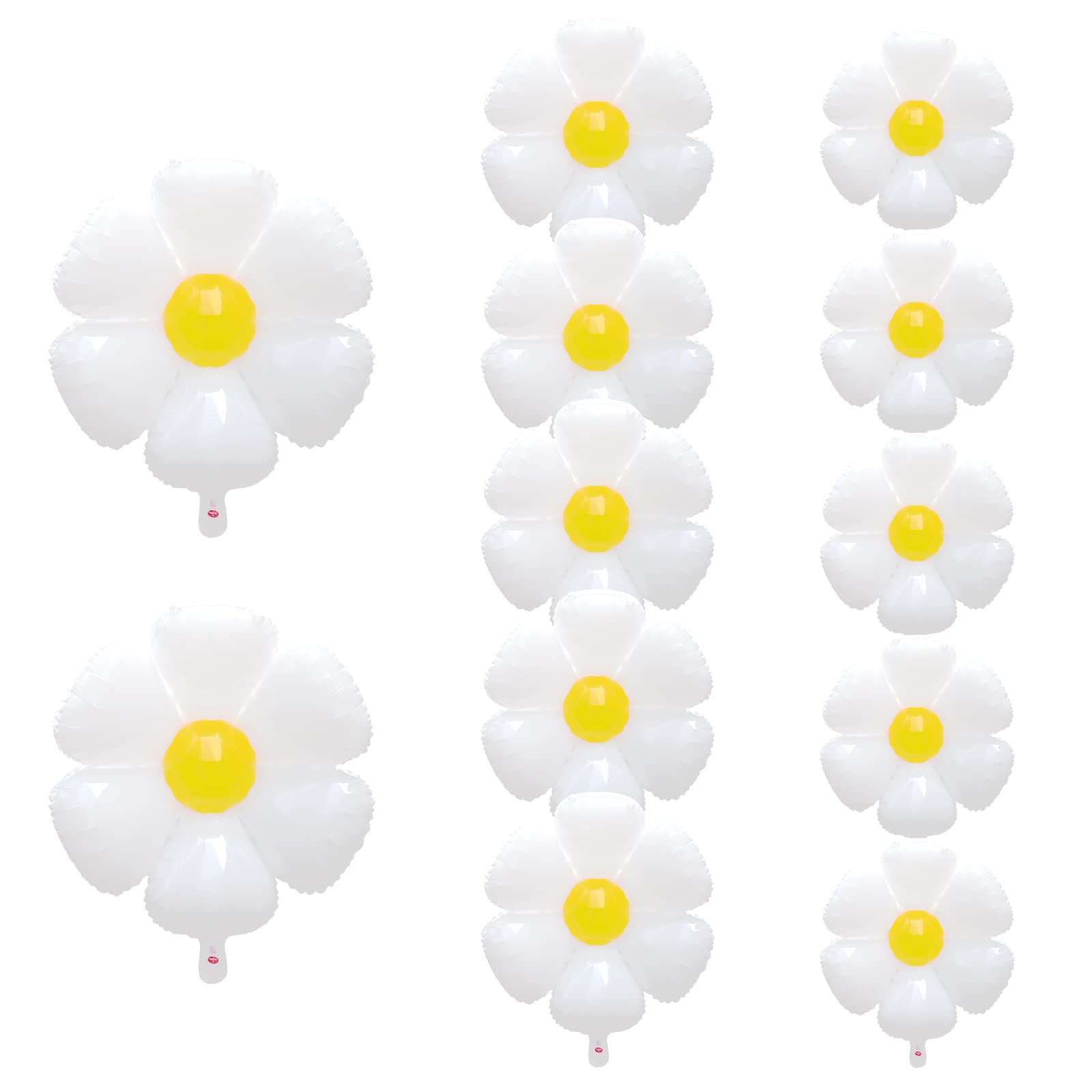 12 Pcs Daisy Balloons - 3 Sizes White Flower Balloons for Birthday Decorations, Baby Shower, Wedding & Daisy Party Supplies | Perfect for Spring Events, Bridal Showers & Garden-Themed Celebrations