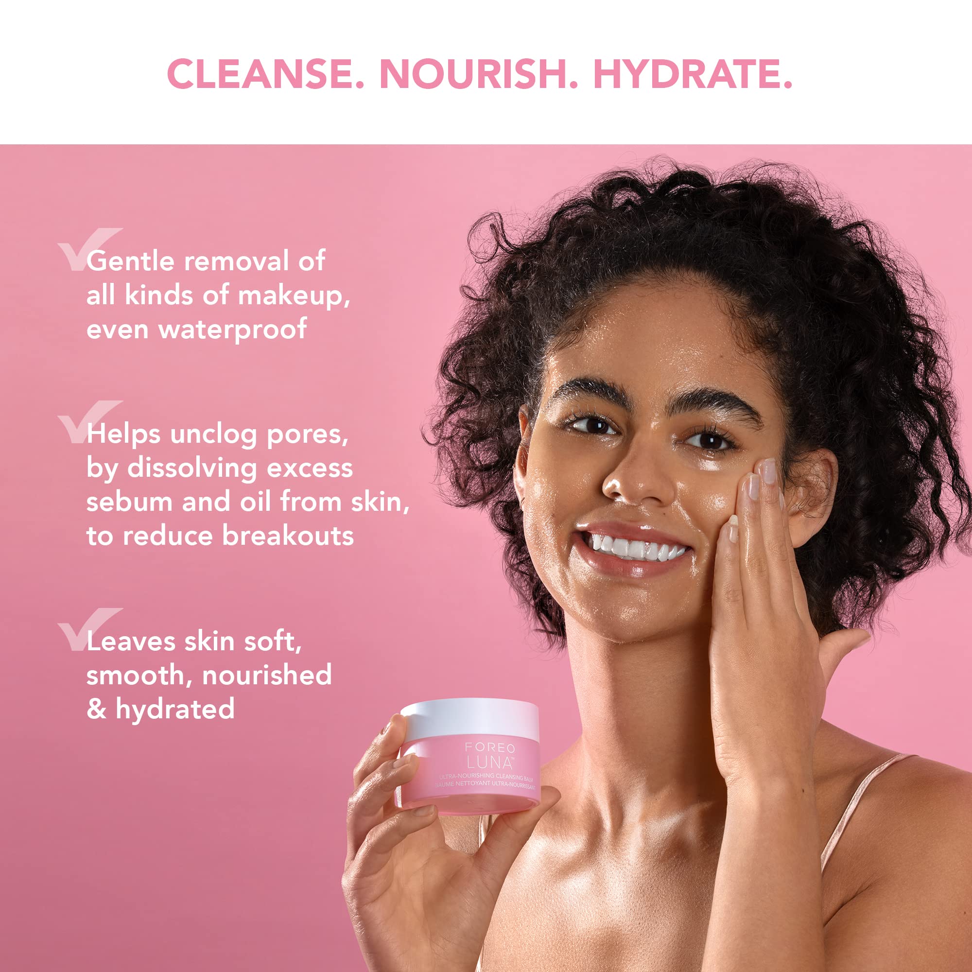FOREO LUNA Nourishing Cleansing Balm - Gentle Waterproof Makeup Remover & Oil Cleanser for Face & Eyes | Vegan, Cruelty-Free, Fragrance-Free & Eco-Friendly | Perfect for Travel, Daily Skincare & Sensitive Skin (2.5 oz)
