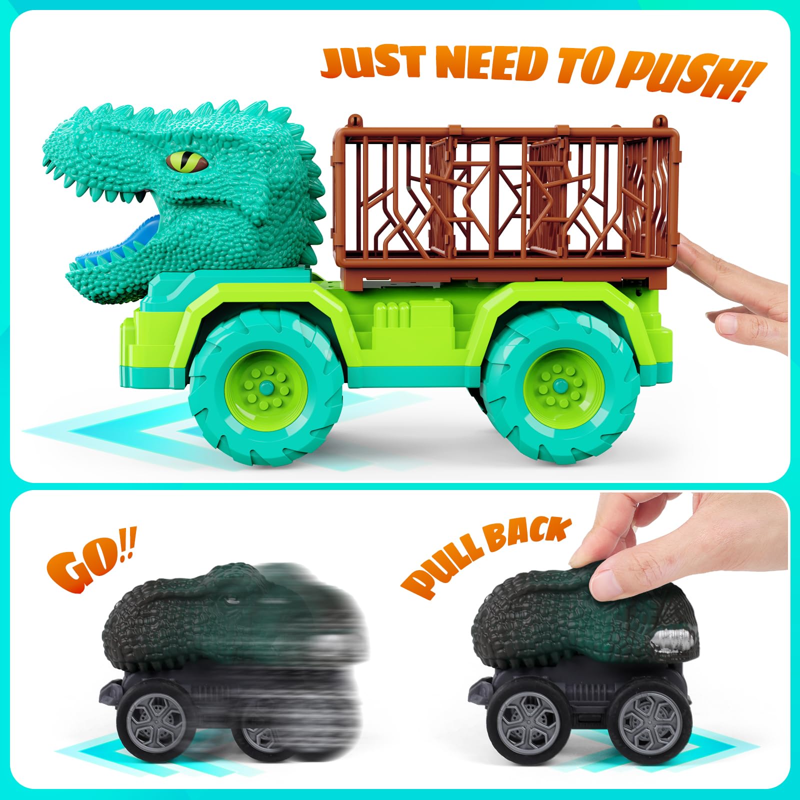 18-in-1 Dinosaur Toy Set for Kids Ages 3-5 - Interactive Dinosaur Truck with 2 Pull Back Cars & 8 Realistic Dino Figures - Perfect STEM Learning Toys for Boys & Girls - Great Birthday Party Favors & Christmas Gifts for Toddlers - Ideal for Pretend Play, Educational Activities & Holiday Gift Giving