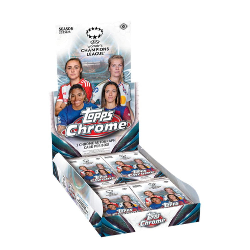 2023-2024 Topps Chrome UEFA Women's Champions League Soccer Trading Cards Hobby Box - Collectible Soccer Cards for Fans, Investors & Fantasy Sports Enthusiasts