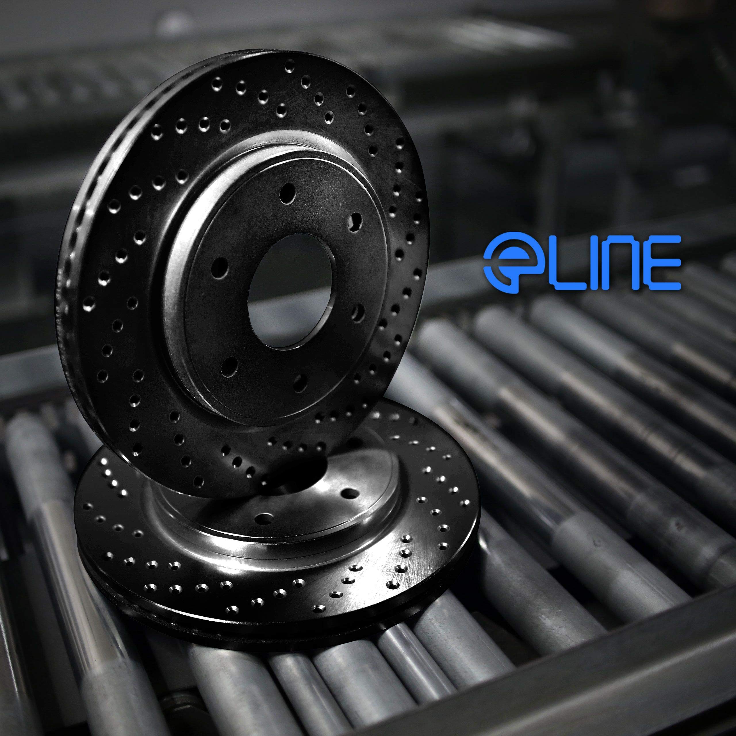 2016-2020 Chevrolet Spark R1 Concepts Front Black Zinc Cross Drilled Brake Rotors - High Performance Braking for City Driving & Daily Commutes