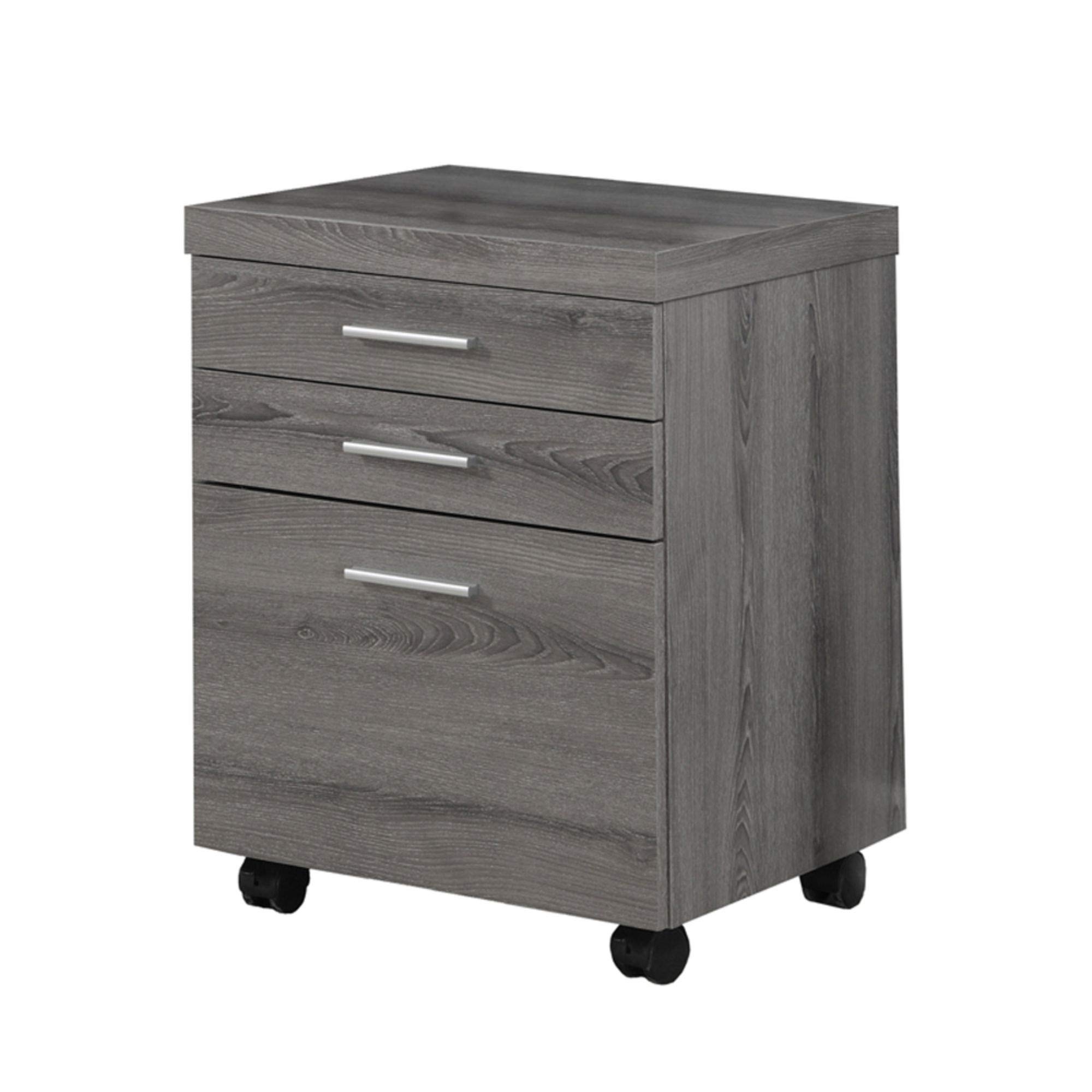 Offex Dark Taupe 3-Drawer Mobile File Cabinet with Wheels - Perfect for Home Office Organization & Document Storage