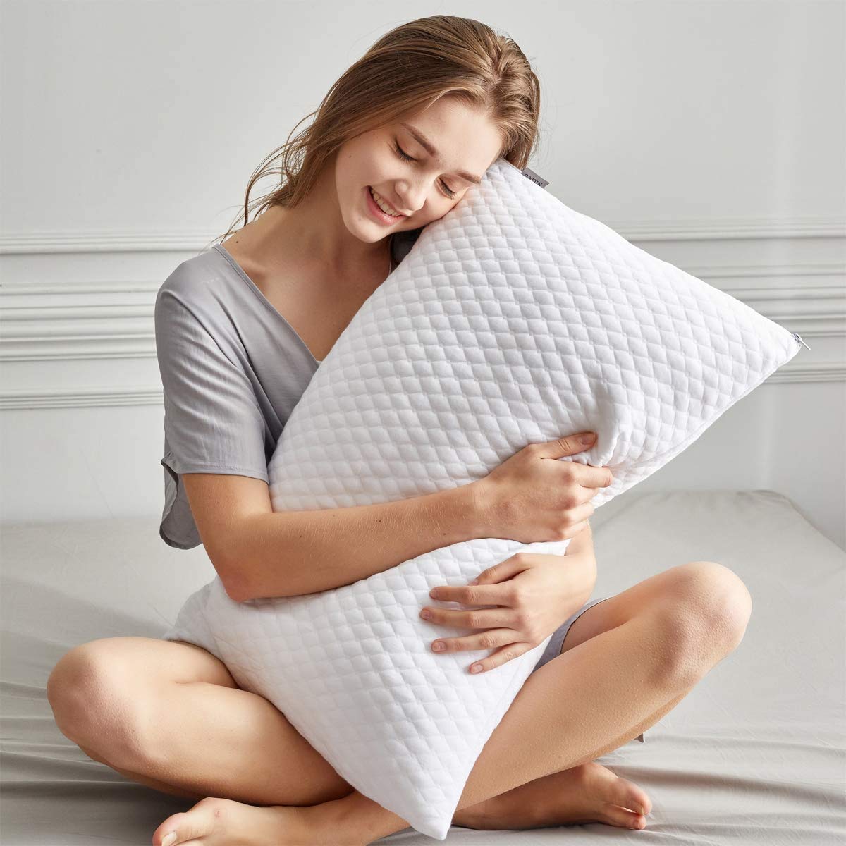 NTCOCO 2-Pack Shredded Memory Foam Pillows for Sleeping - King Size Cooling Hypoallergenic Bed Pillows with Washable Cover for Back, Side & Stomach Sleepers | Perfect for Home, Hotel & Travel Use
