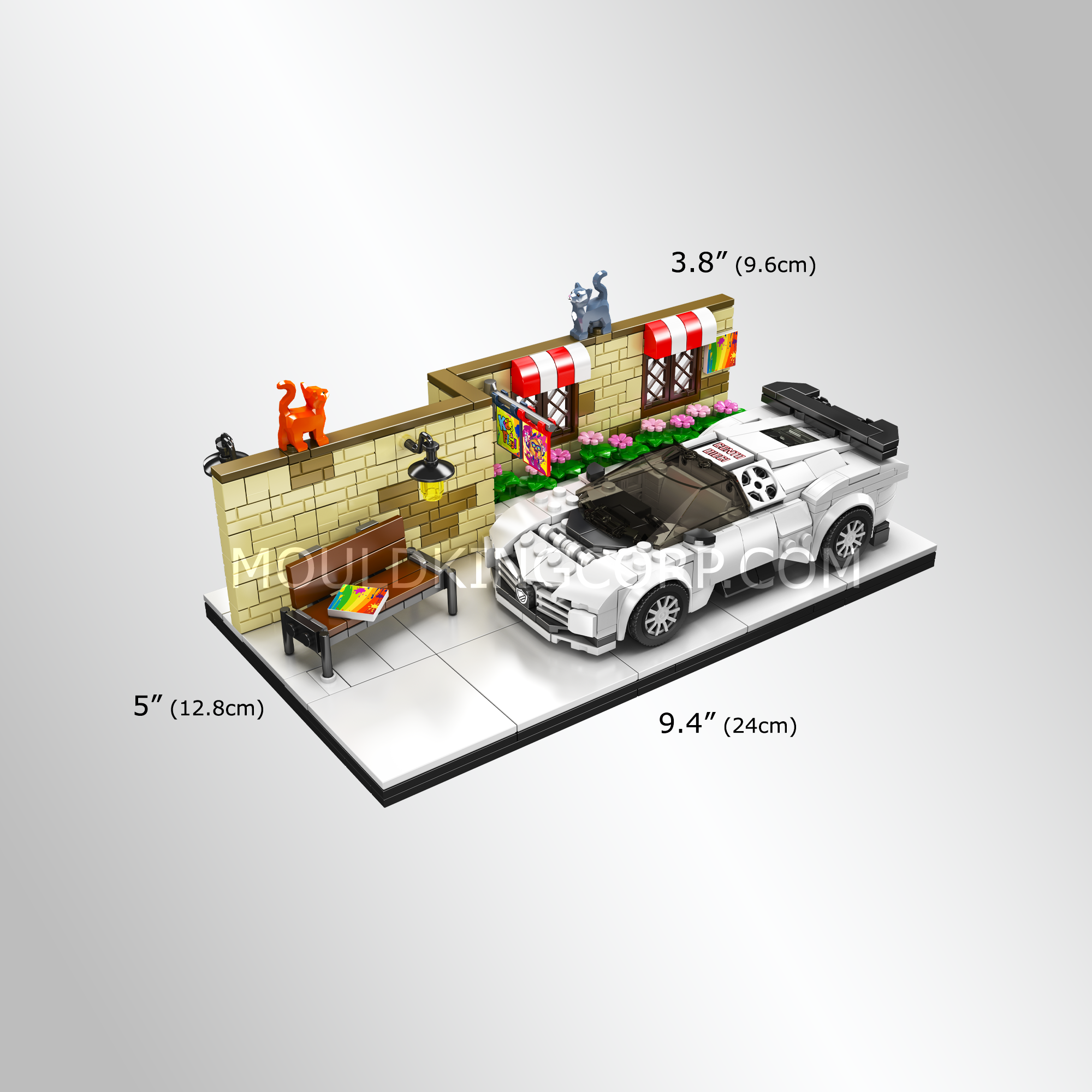 Mould King 24065 Street Side Centodieci Super Sports Car Building Set - 588 Pcs DIY Model Kit for Adults & Teens | Collectible Display Toy for Home Office Decor, Gift for Car Enthusiasts