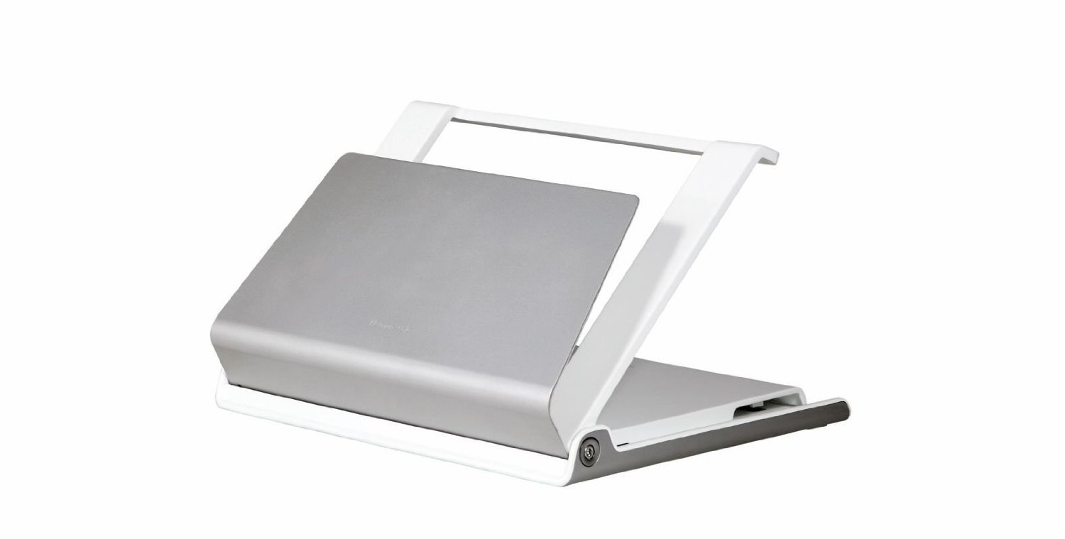 Humanscale L6 Notebook Manager - White/Silver | Premium Desk Organizer for Laptops & Notebooks | Perfect for Home Office & Workspace Organization