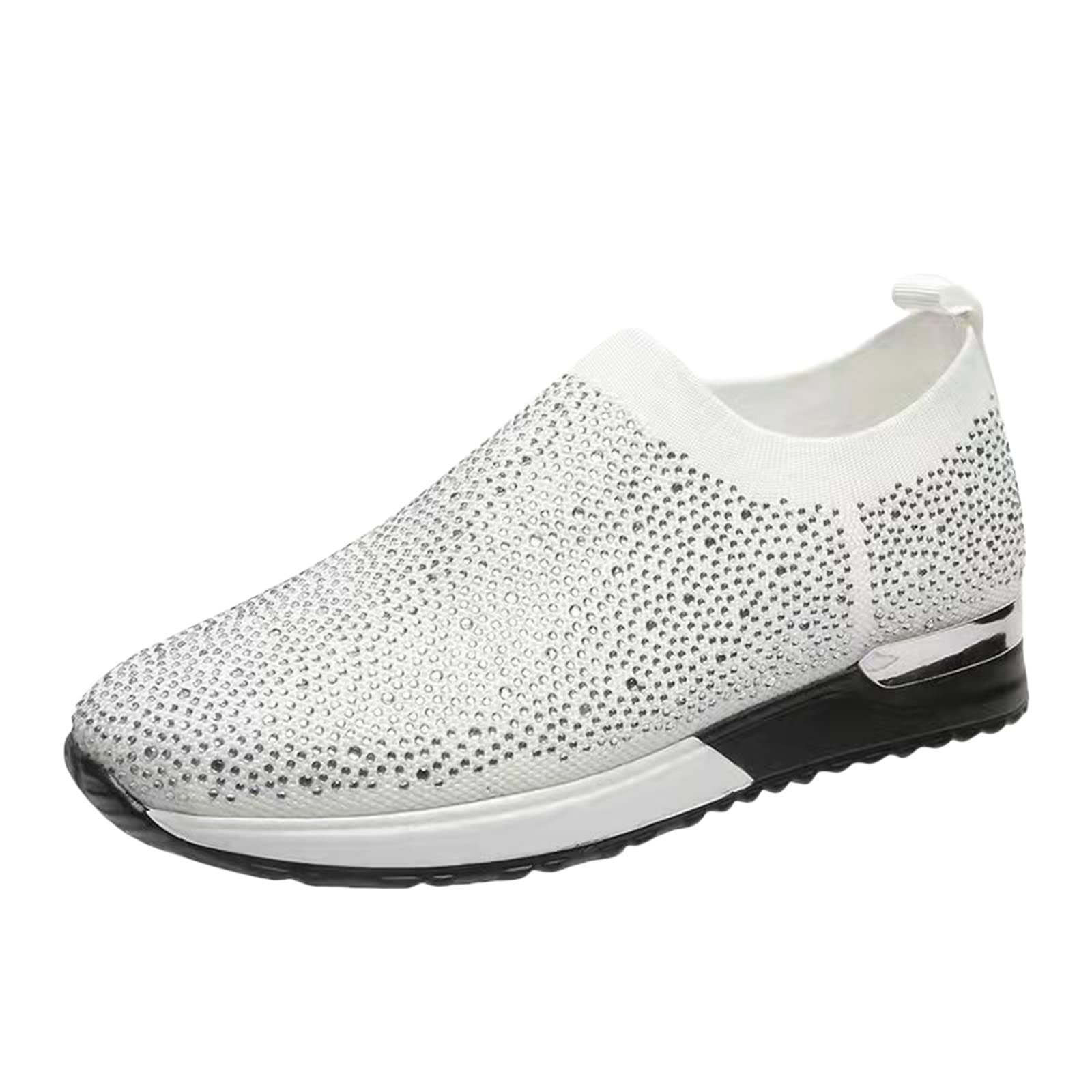 Sparkling Rhinestone Women's Sneakers - Breathable Mesh Casual Shoes with Thick Sole for Ladies | Perfect for Daily Wear, Workouts & Fashion Outfits