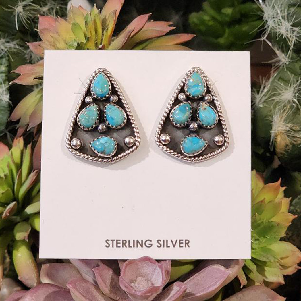 Harriett Kingman Turquoise Earrings for Women – Handmade Sterling Silver Dangle Earrings – Boho Chic Jewelry for Casual Wear, Parties & Gifts