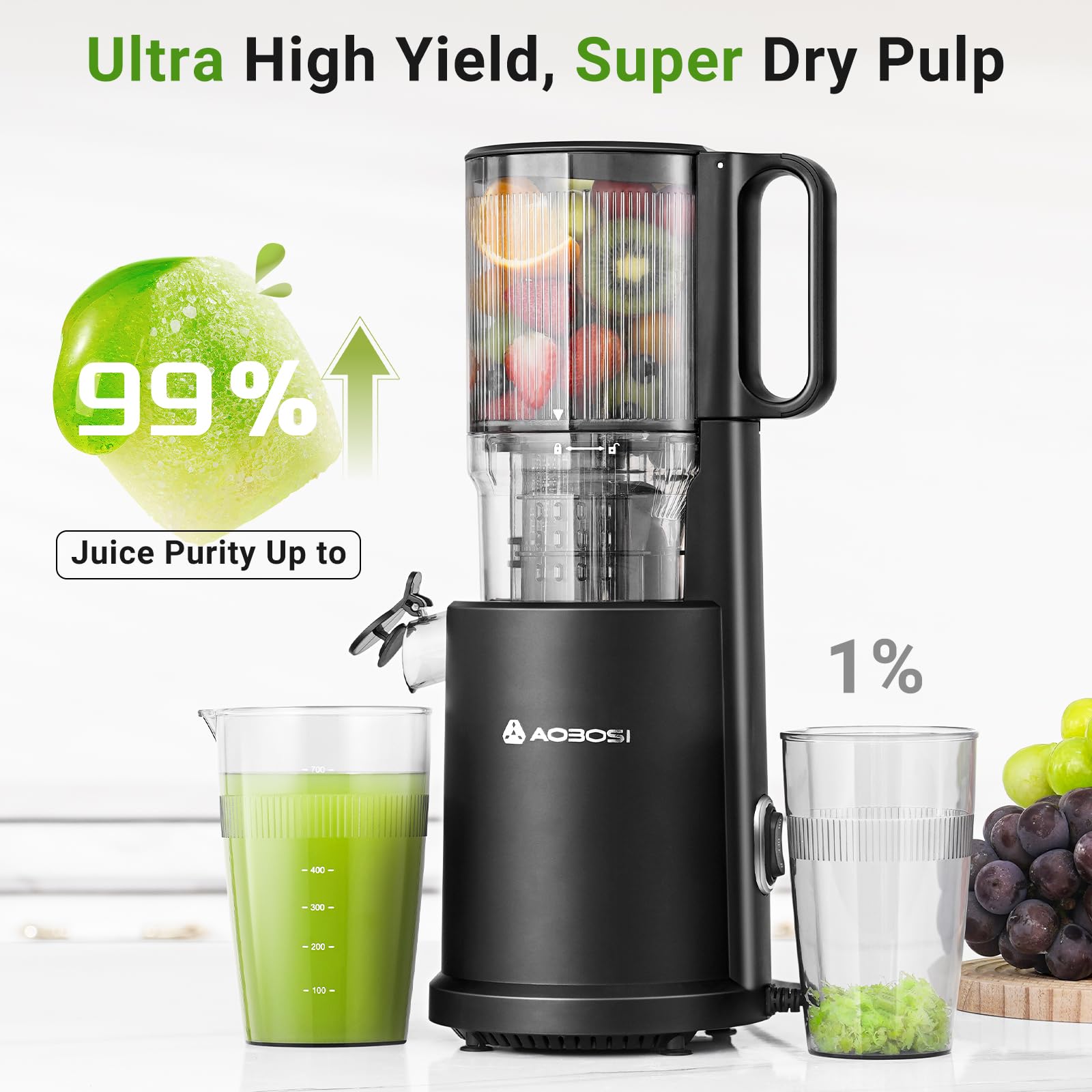 Premium Slow Cold Press Juicer Machine - Electric Masticating Juicer Extractor with Wide Feed Chute - Easy Clean Whole Fruit & Vegetable Juice Maker - Perfect for Healthy Juicing, Detox, and Raw Food Diets - Ideal for Home Kitchens & Juice Bars