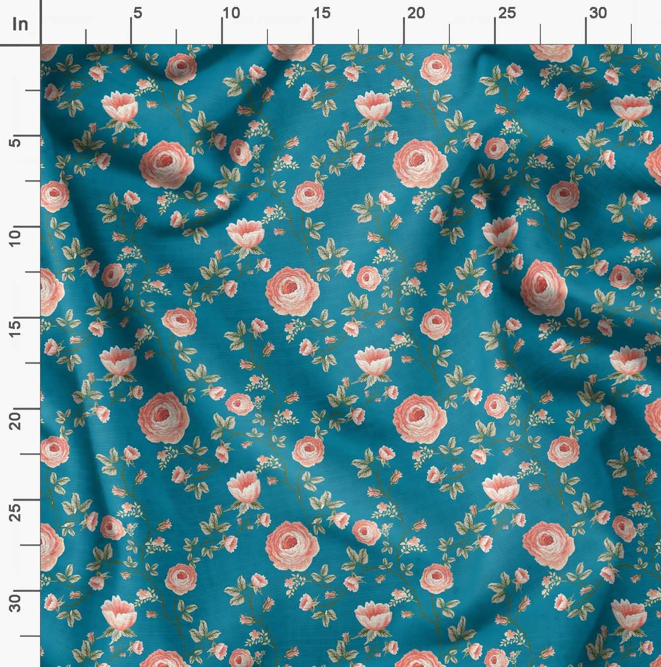 Soimoi Moss Georgette Brown Fabric by The Yard - 42 Inch Wide Floral Printed Fabric with Delicate Flower & Leaf Patterns for Dresses, Curtains, DIY Crafts & Home Decor Projects