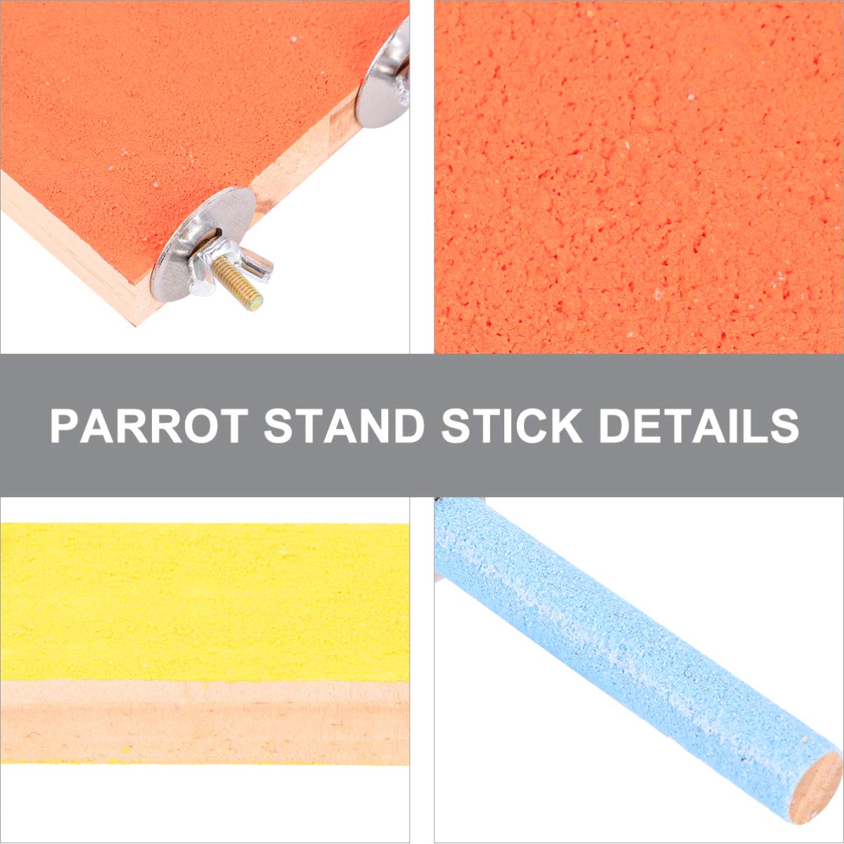 Balacoo 5-Piece Wooden Bird Play Set - Natural Parrot Perch Stand & Exercise Toy for Small & Medium Birds - Training, Climbing & Foot Grinding Activity - Perfect for Cockatiels, Conures & Parakeets - Indoor Pet Bird Cage Accessories