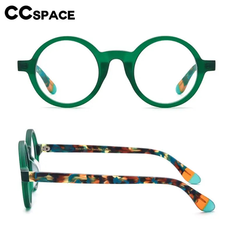 CCspace Unisex Full Rim Round Acetate Eyeglasses 56919 - Stylish & Lightweight Frame for Men & Women - Perfect for Reading, Work, and Everyday Fashion