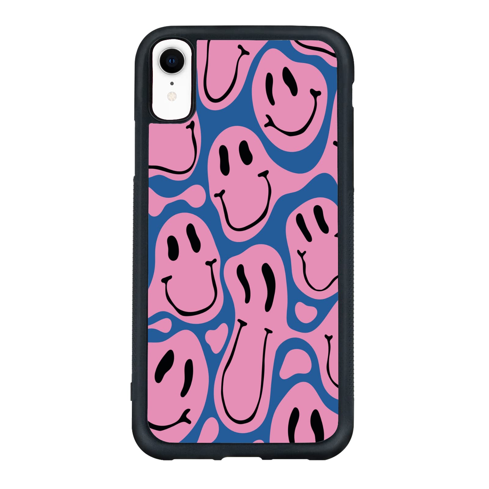 Shockproof Liquid Smiley Emoji iPhone XR Case - Cute Cartoon Face Protective Cover for Women, Girls & Men | Durable 6.1 Inch Phone Case in Pink & Blue | Perfect for Everyday Use, Gifts & Trendy Fashion Accessories