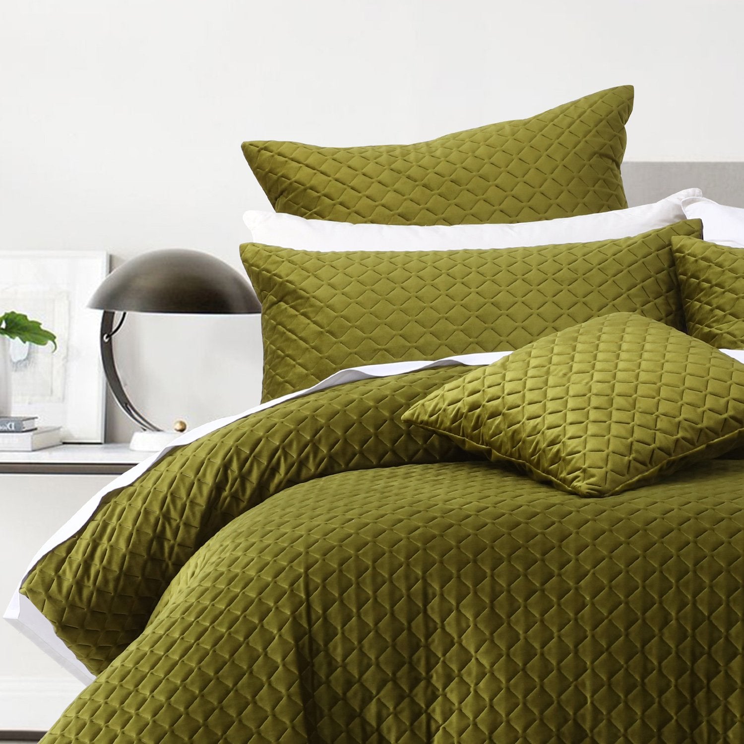 Premium Alden Olive Quilt Cover Set by Bianca - Soft 100% Cotton Bedding Set, King Size (Includes Quilt Cover + 2 Pillowcases) - Perfect for Master Bedroom, Guest Room & Cozy Home Decor