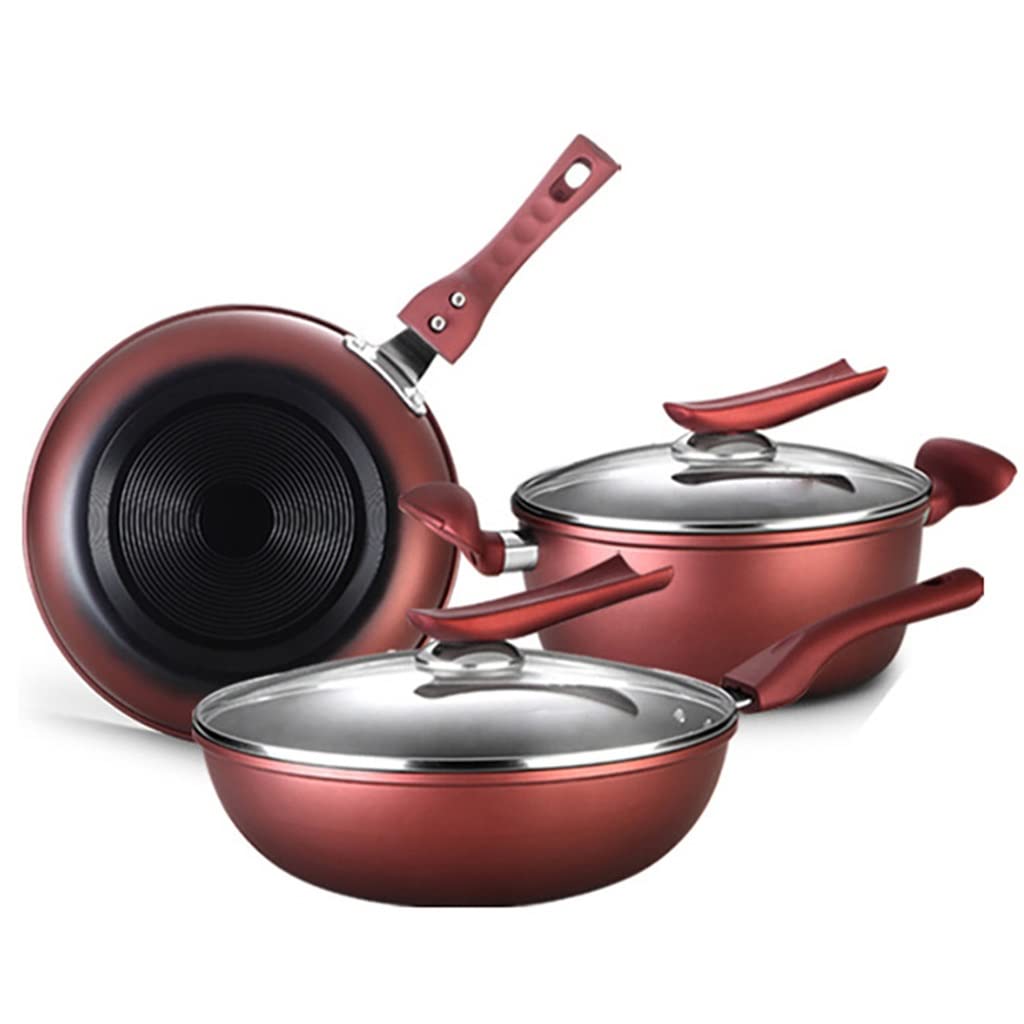 Premium 10-Piece Non-Stick Cookware Set - Cast Iron Frying Pan, Wok with Glass Lid & Wooden Utensils - Durable Kitchen Essentials for Sauteing, Stir-Frying & Home Cooking | Induction Compatible & Oven Safe