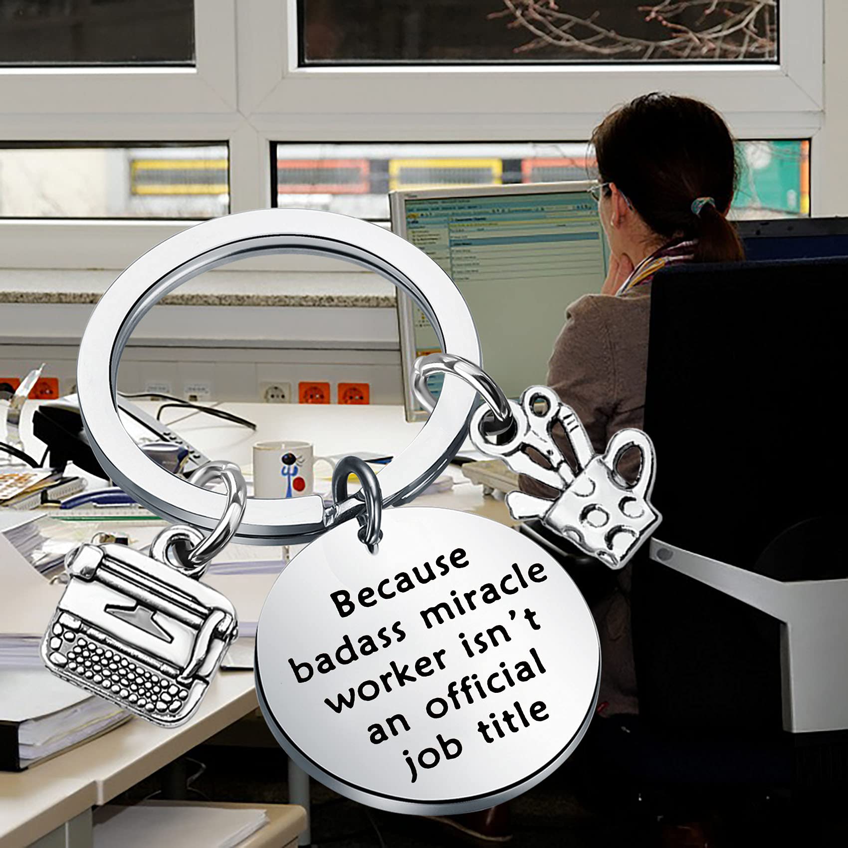 Bobauna Administrative Assistant Keychain - Cute Secretary Gift for Employees, Coworkers, Boss - Perfect for Office, Work Anniversary, Appreciation, Thank You Gifts (Use in Office, Meetings, Daily Work Life)