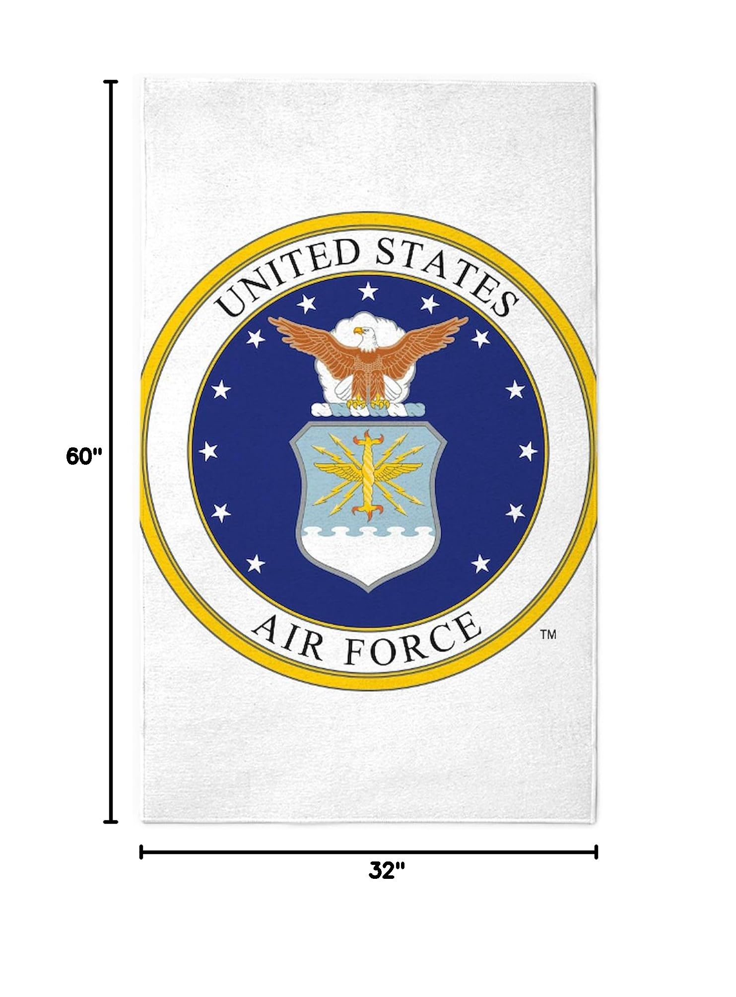 US Air Force Decorative Area Rug - Non-Slip Fabric Throw Rug for Living Room, Bedroom, Office | Patriotic Military Home Decor Gift