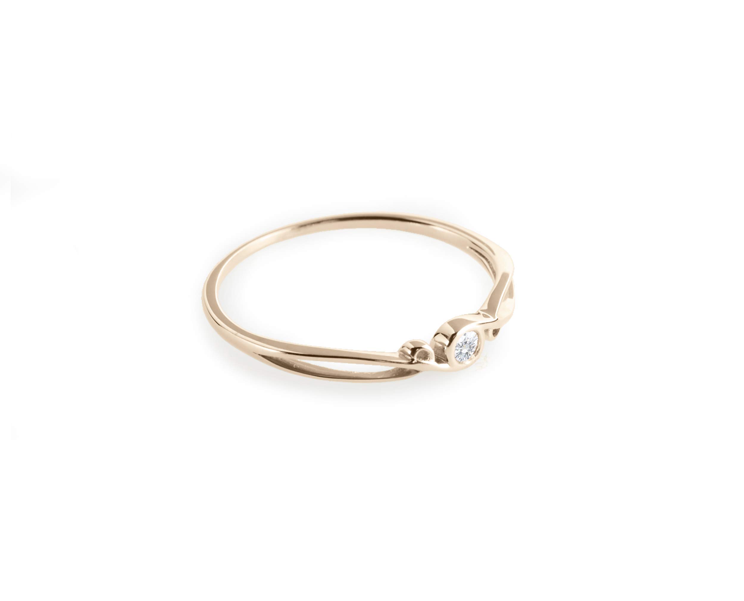 Majade 14K Yellow Gold Diamond Engagement Ring - Handmade Solid Gold Wedding Band, Minimalist Unique Dainty Ring for Women | Perfect for Proposals, Anniversaries & Special Occasions
