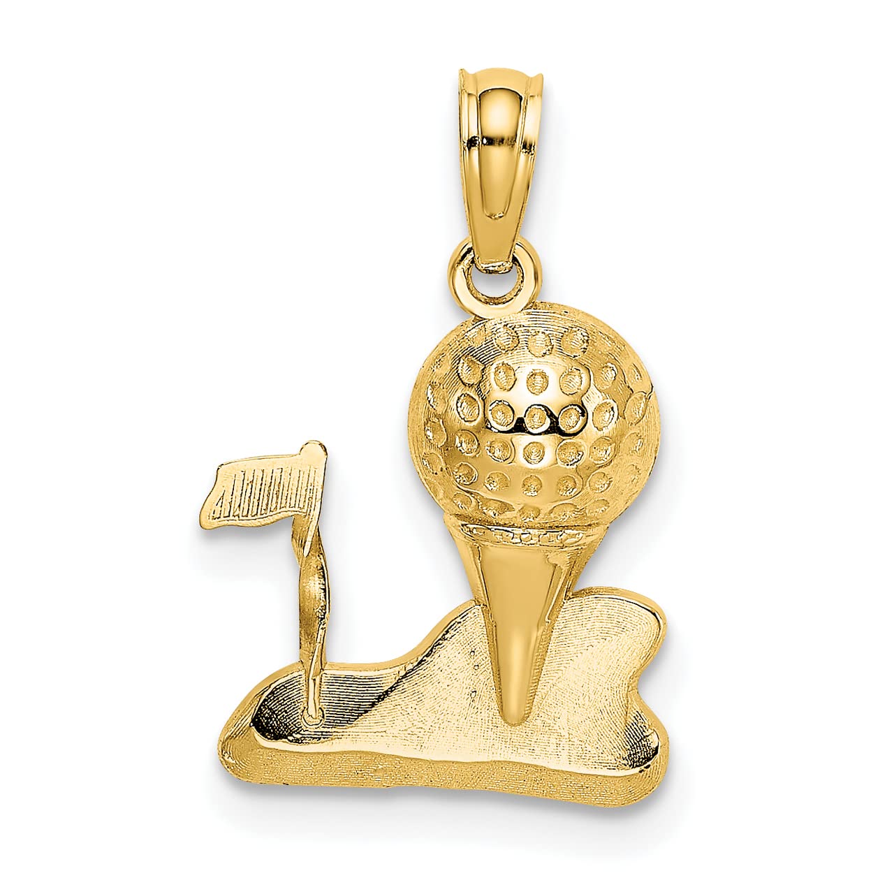 Lex & Lu 14k Solid Yellow Gold Polished Golf Charm Pendant - Perfect Gift for Golf Lovers & Jewelry Enthusiasts