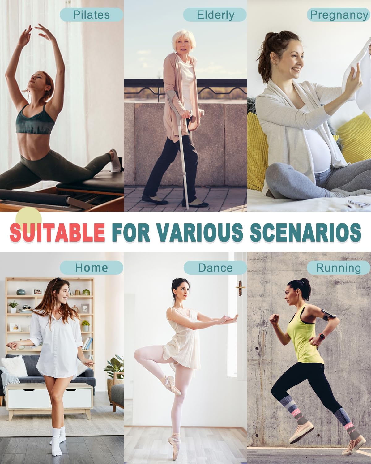 5 Pairs Non-Slip Pilates Grip Socks for Women - Anti-Skid Yoga Socks with Toe Grips for Ballet, Dance, Workout & Hospital Use - Perfect for Fitness, Barre Class and Nursing Professionals