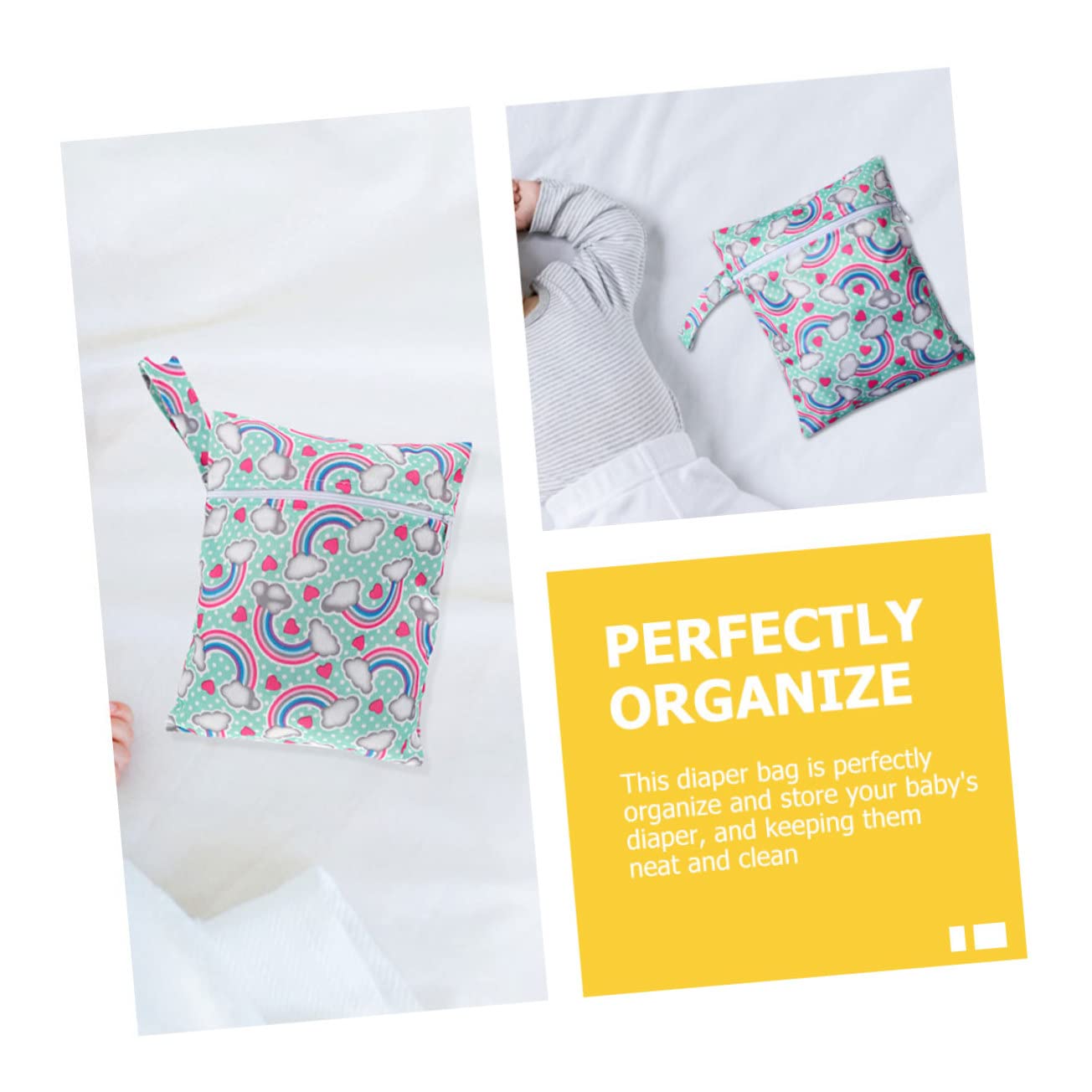 Waterproof Cartoon Print Diaper Bag - Portable Baby Diaper Organizer with Hanging Storage | Perfect for Travel, Daycare & On-the-Go Parents