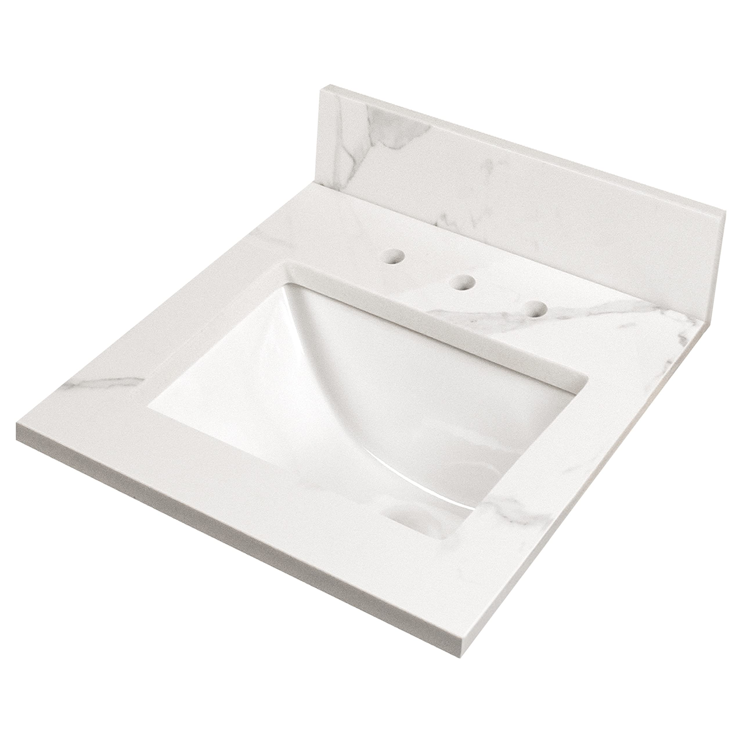MSI Calacatta White Vanity Top with Undermount Rectangle Ceramic Sinks - Engineered Marble Bathroom Countertop, 4