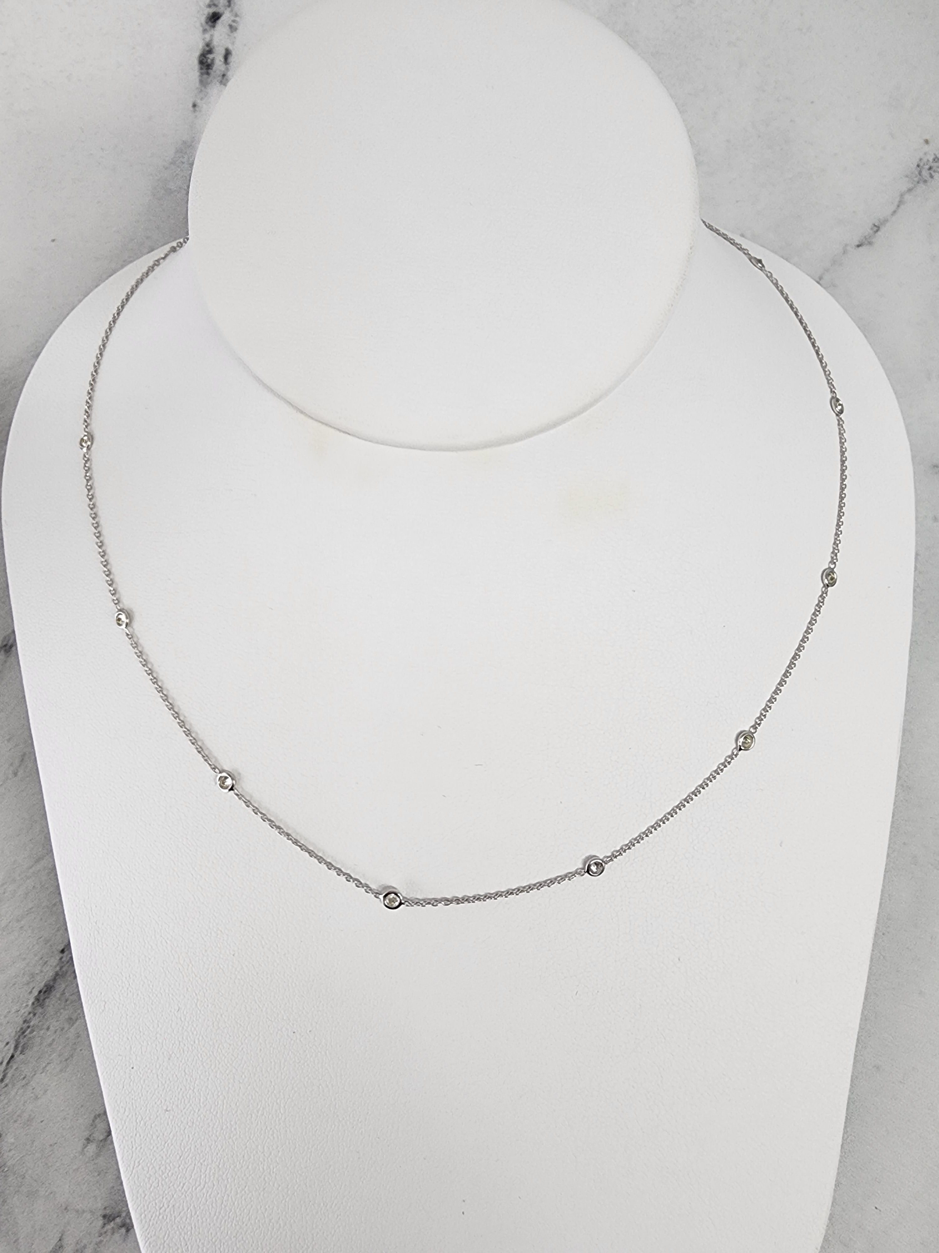 14K White Gold Diamond Spacer Bezel Necklace - Elegant Layering Jewelry for Women, Perfect for Weddings, Parties & Everyday Wear
