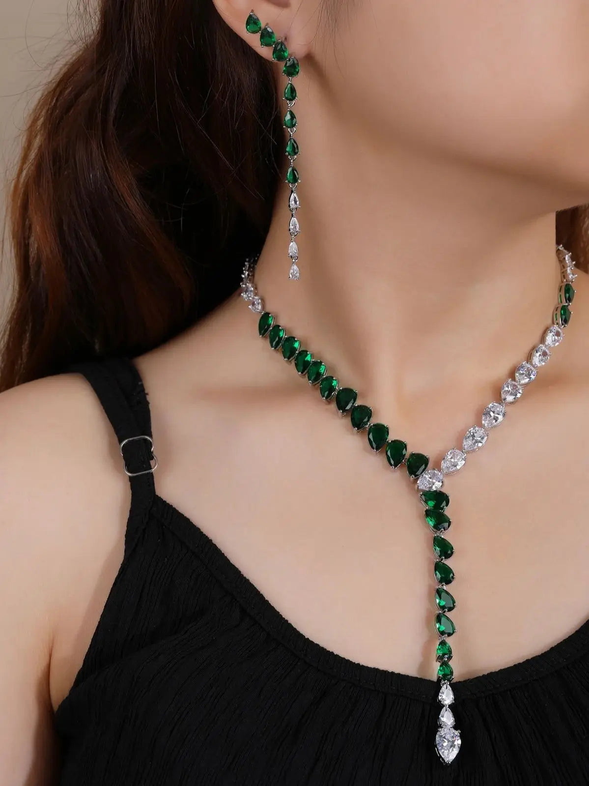 Elegant Cubic Zirconia Bridal Jewelry Set - Wedding Earrings & Necklace for Women, Girlfriend Gift (CN10320) | Perfect for Prom, Anniversary & Special Occasions
