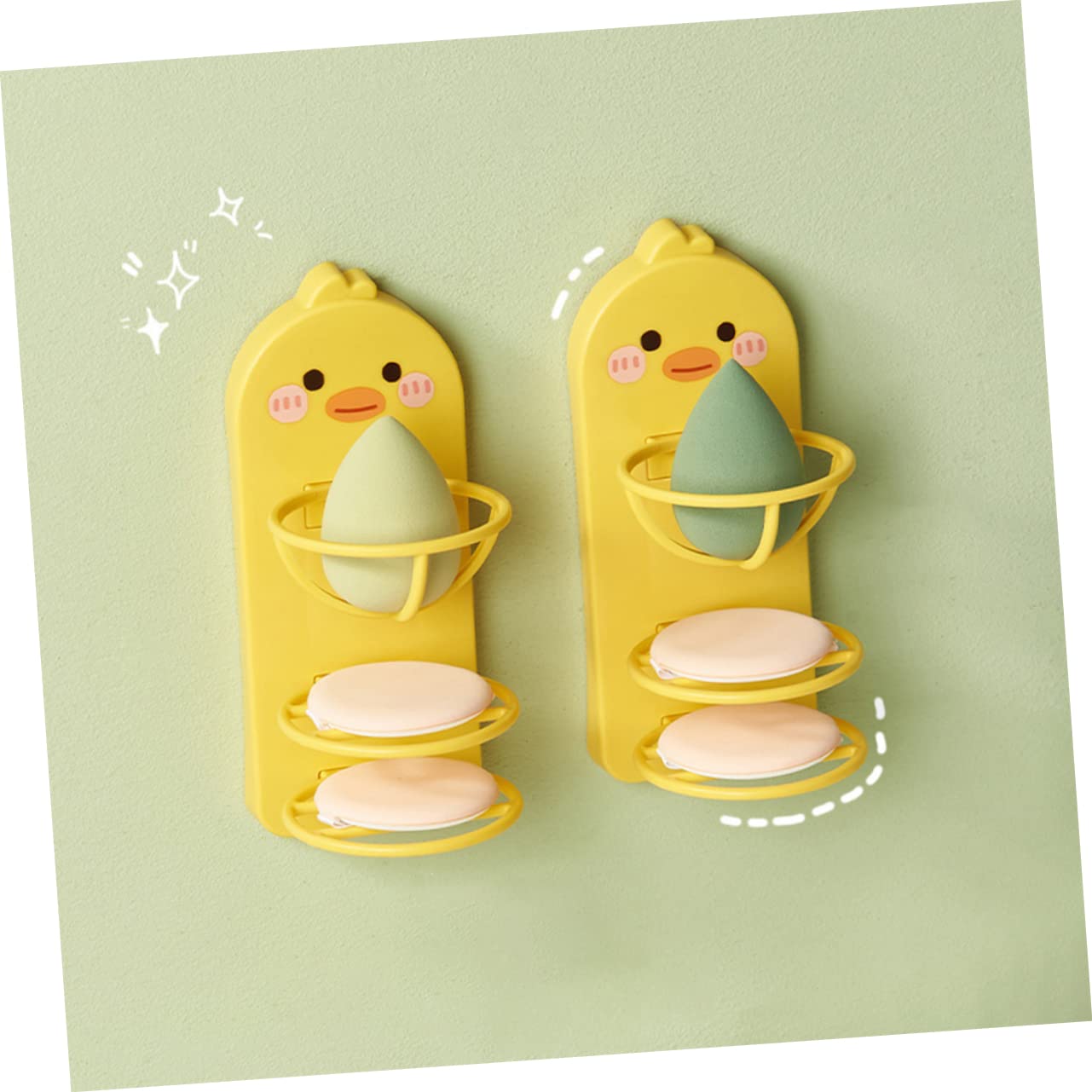 Minkissy Makeup Organizer Set - 2 Pack Durable & Space-Saving Makeup Sponge Holders | Perfect for Vanity, Bathroom & Travel Organization (Makeup Sponge Storage Rack)