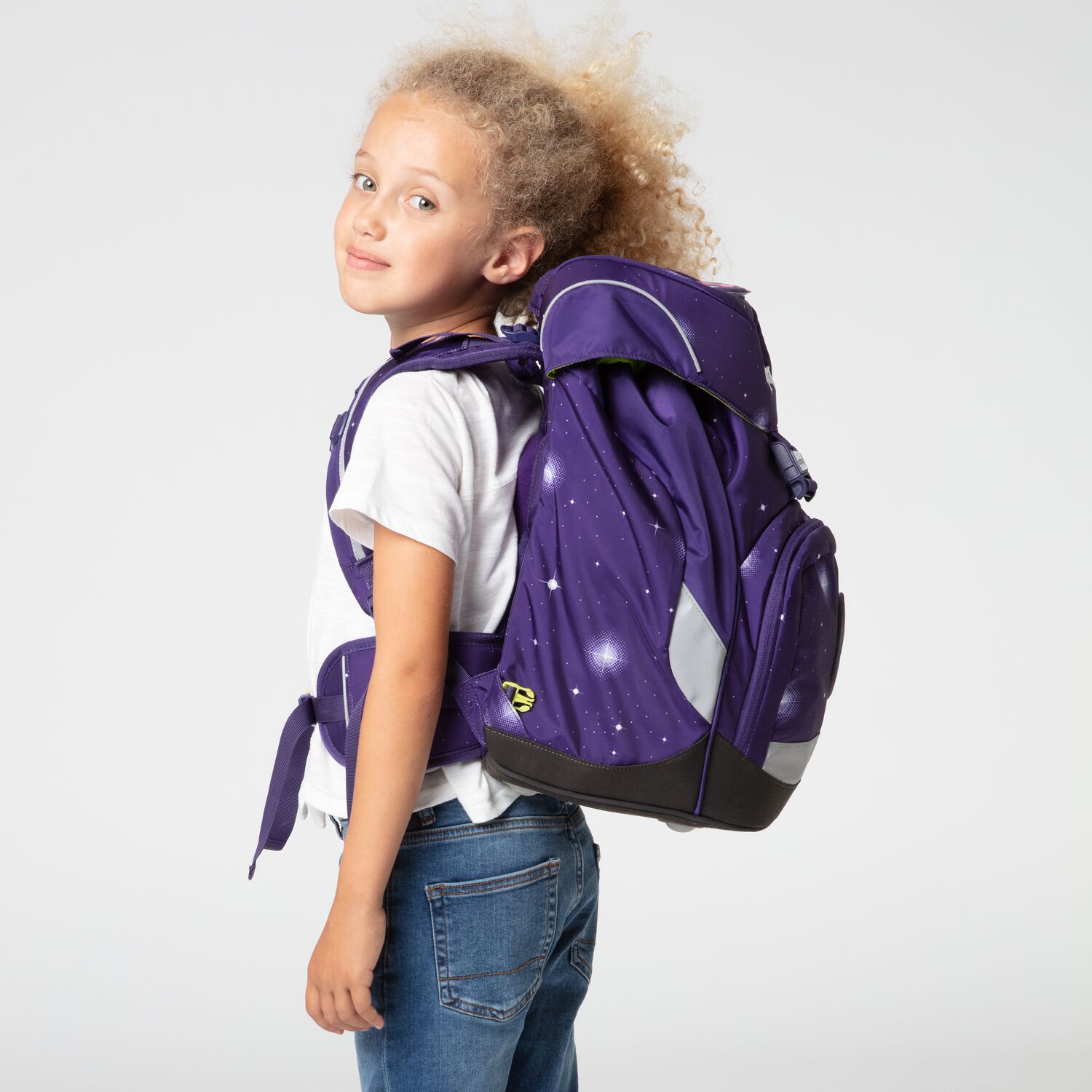 Ergobag Prime School Backpack - Beargasus Purple Galaxy Edition for Kids | Lightweight, Durable & Ergonomic Design | Perfect for School, Travel & Outdoor Adventures