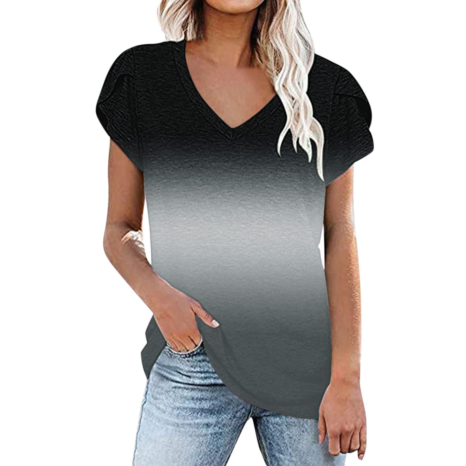 Women's Loose Summer Tops with Ruffle Short Sleeves - Casual Tunic Shirt for Women | Perfect for Beach Outfits, Vacation Wear & Everyday Comfort