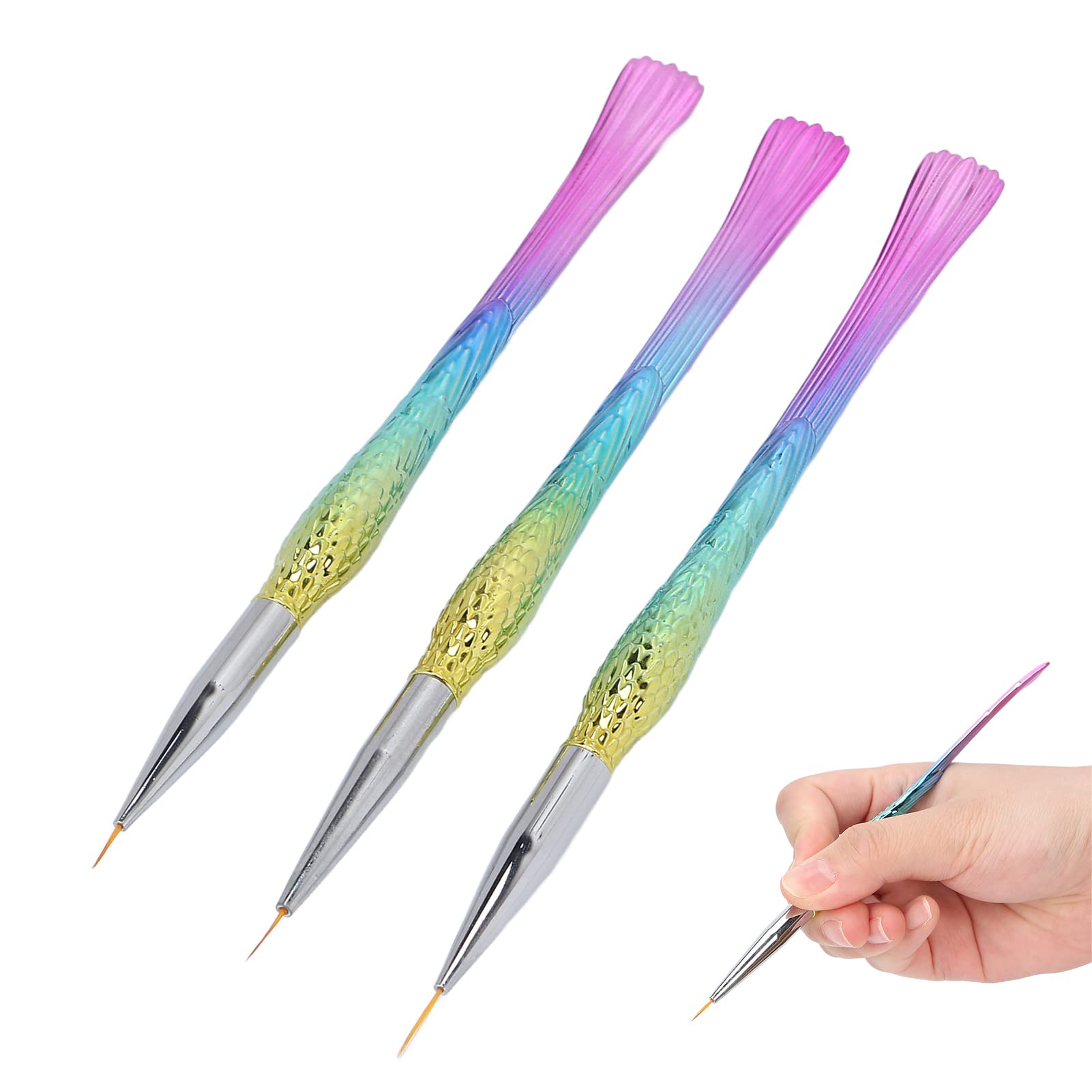 3Pcs Professional Nail Art Liner Brushes Set for Gel Polish Painting - Fine Tip Nail Design Pens for Salon & Home DIY - Perfect for Valentine's Day, Parties & Nail Decoration