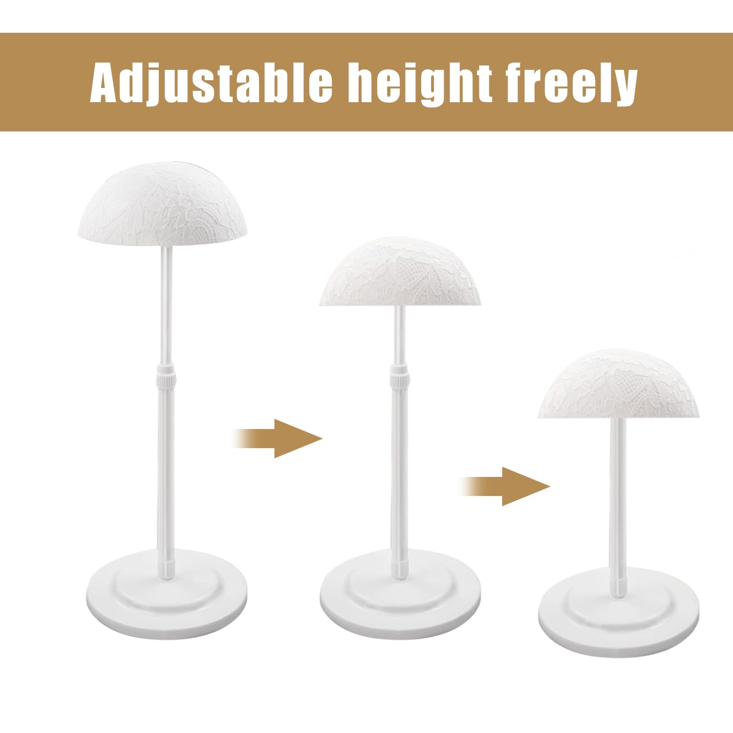 Adjustable Wig Display Head Stand - White Mannequin Head Holder for Cosmetology, Hair Styling & Wig Training - Perfect for Salon, Beauty School & Home Use