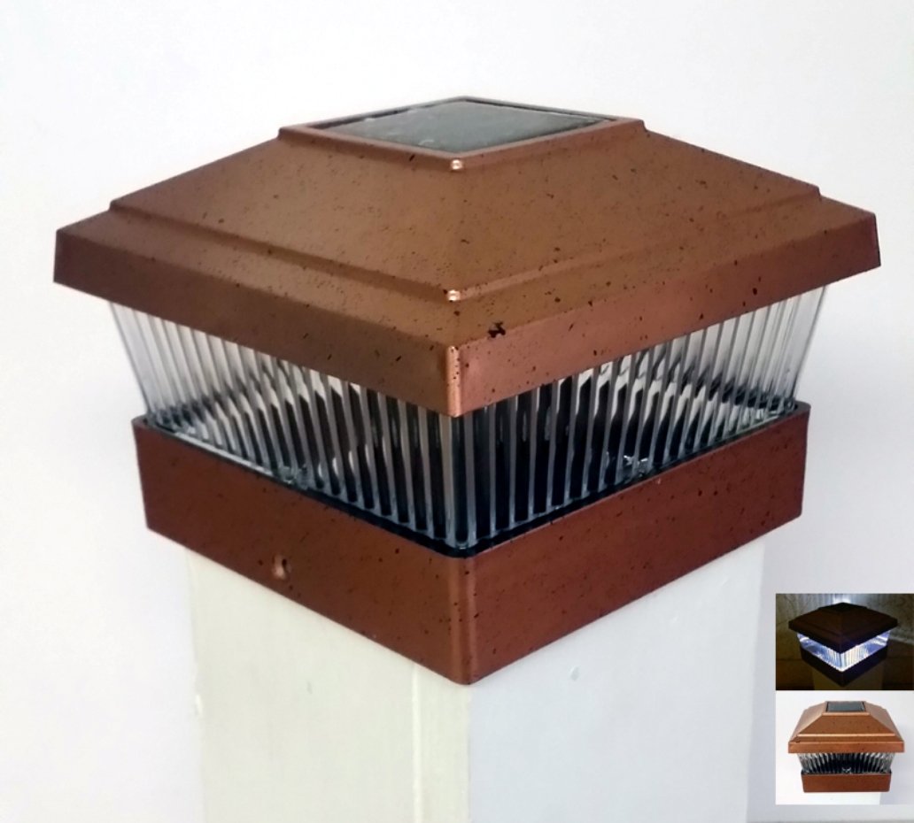 Solar Powered Outdoor Post Cap Light for 5x5 PVC Posts - Weatherproof Copper Garden Sun Light for Fence, Deck & Pathway Lighting | Perfect for Backyard, Patio & Landscape Decoration
