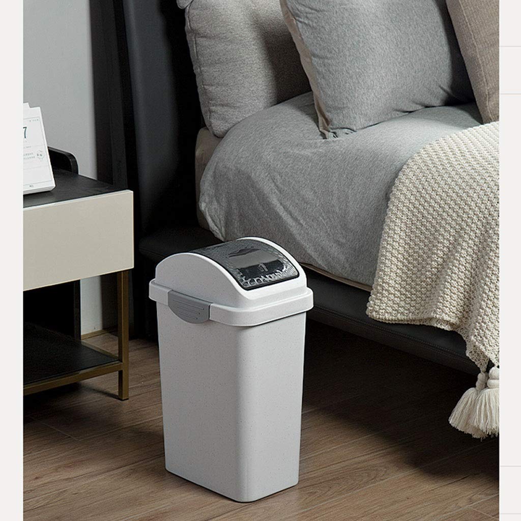 Stainless Steel Rocking Lid Trash Can - 13 Gallon Kitchen Garbage Bin with Odor Control, Narrow Design for Small Spaces - Perfect for Home, Office, Bathroom & Recycling Use
