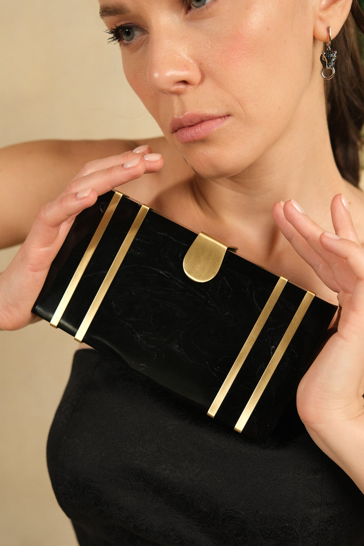 Luxury Onyx Clutch Purse for Women - Elegant Evening Bag for Parties, Weddings & Special Occasions