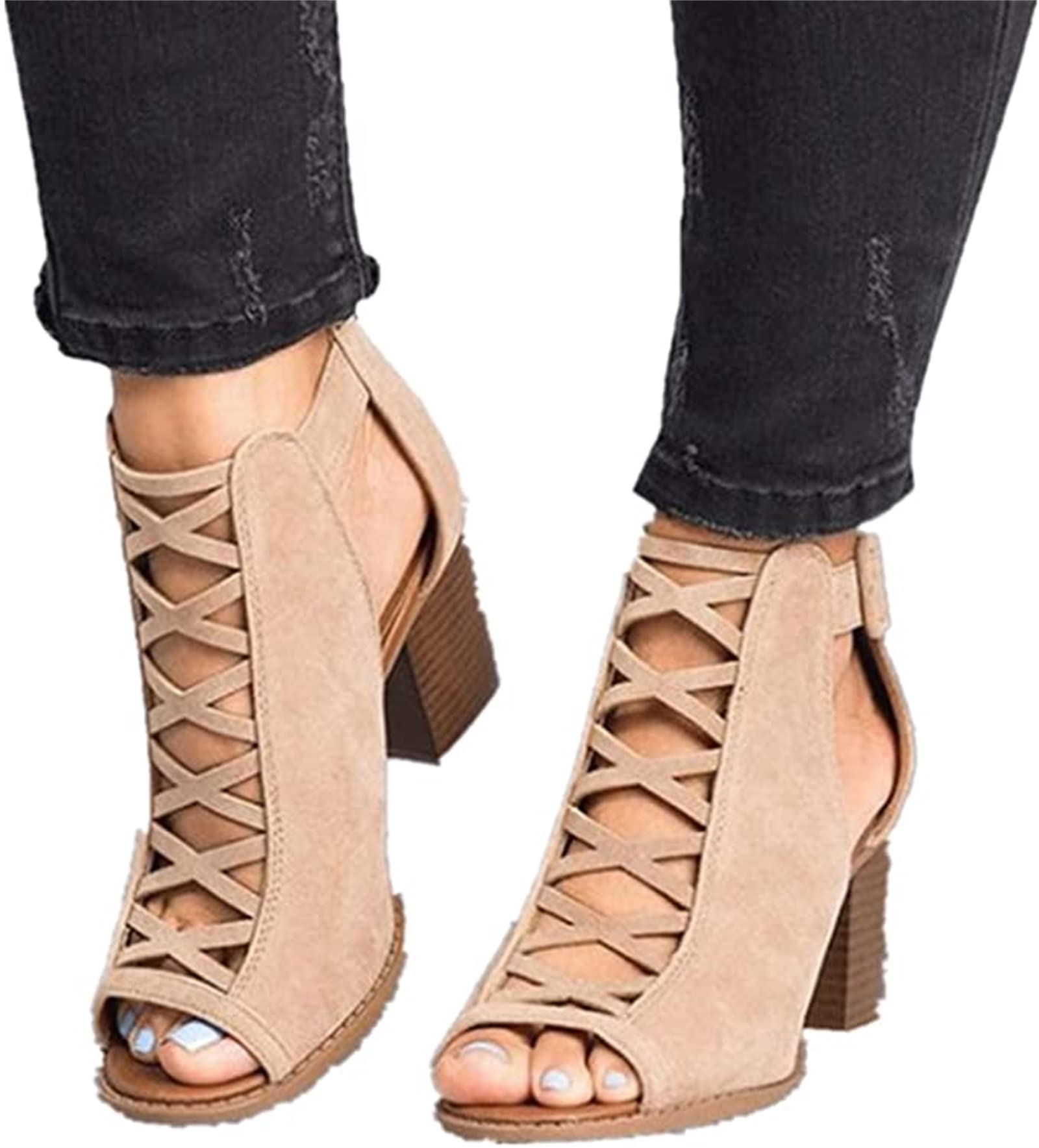 Women's Fashion Ankle Strap Heel Sandals - Low Block Heel Open Toe Strappy Sandals for Casual & Dressy Summer Outfits | Perfect for Beach, Vacation, and Date Night