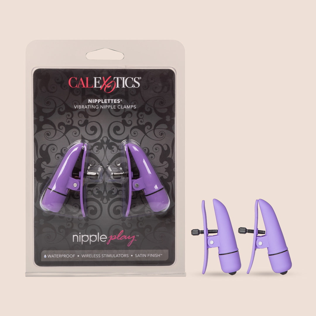 Nipple Play® Nipplettes® Vibrating Nipple Clamps - Adjustable & Rechargeable for Sensual Play, Couples Intimacy & BDSM Exploration