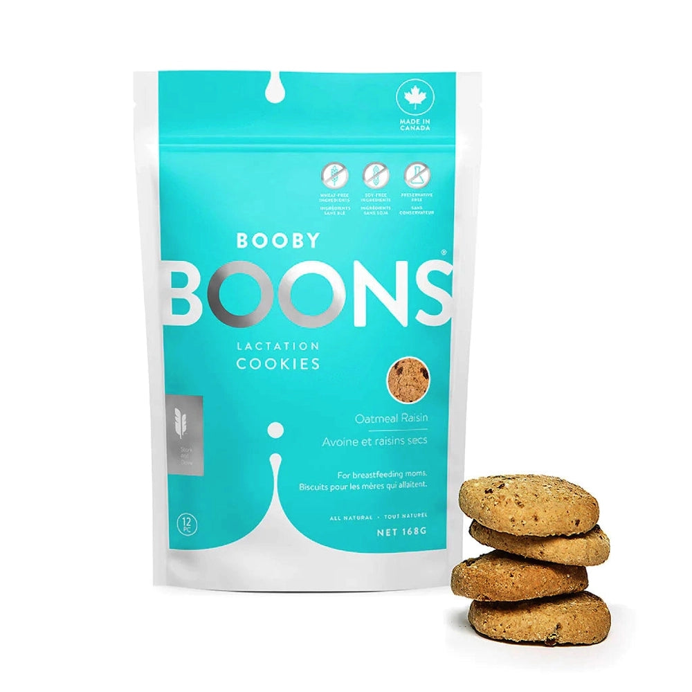 Booby Boons Lactation Cookies - Oatmeal Raisin Flavor for Nursing Moms | Healthy Lactation Snack for Breastfeeding Support | Perfect for Postpartum Recovery & Milk Supply Boost