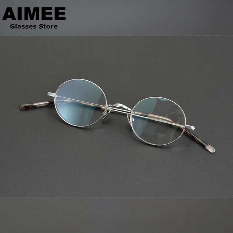 Stylish Aimee Unisex Full Rim Oval Round Titanium Acetate Eyeglasses Frame 12344 - Lightweight & Durable for Work, Reading & Everyday Wear