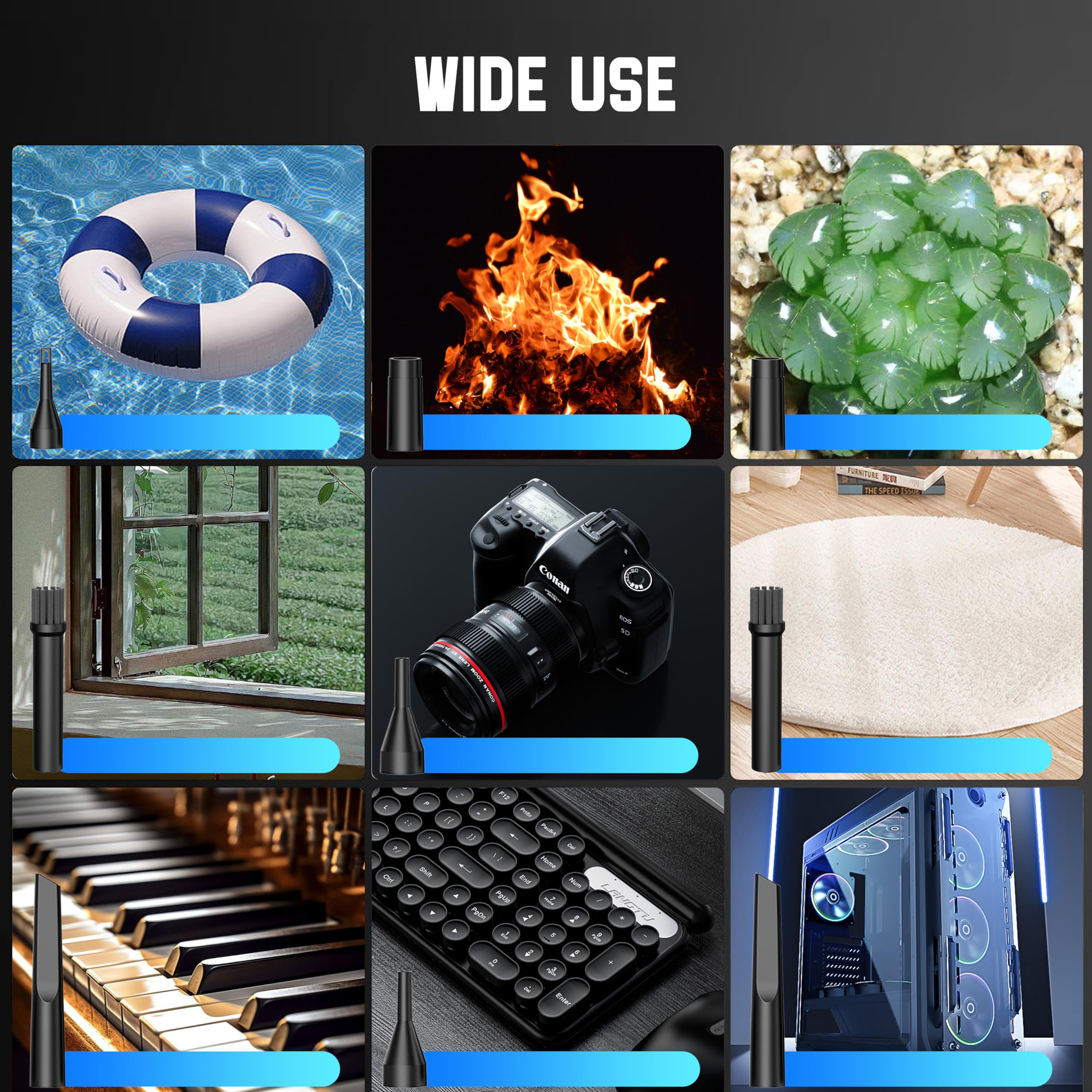 Cordless Electric Air Duster 4.0 - 3 Speed Rechargeable Air Blower for Keyboard, PC & Car Cleaning with LED Light | No Canned Air | Perfect for Electronics, Office & Home Use