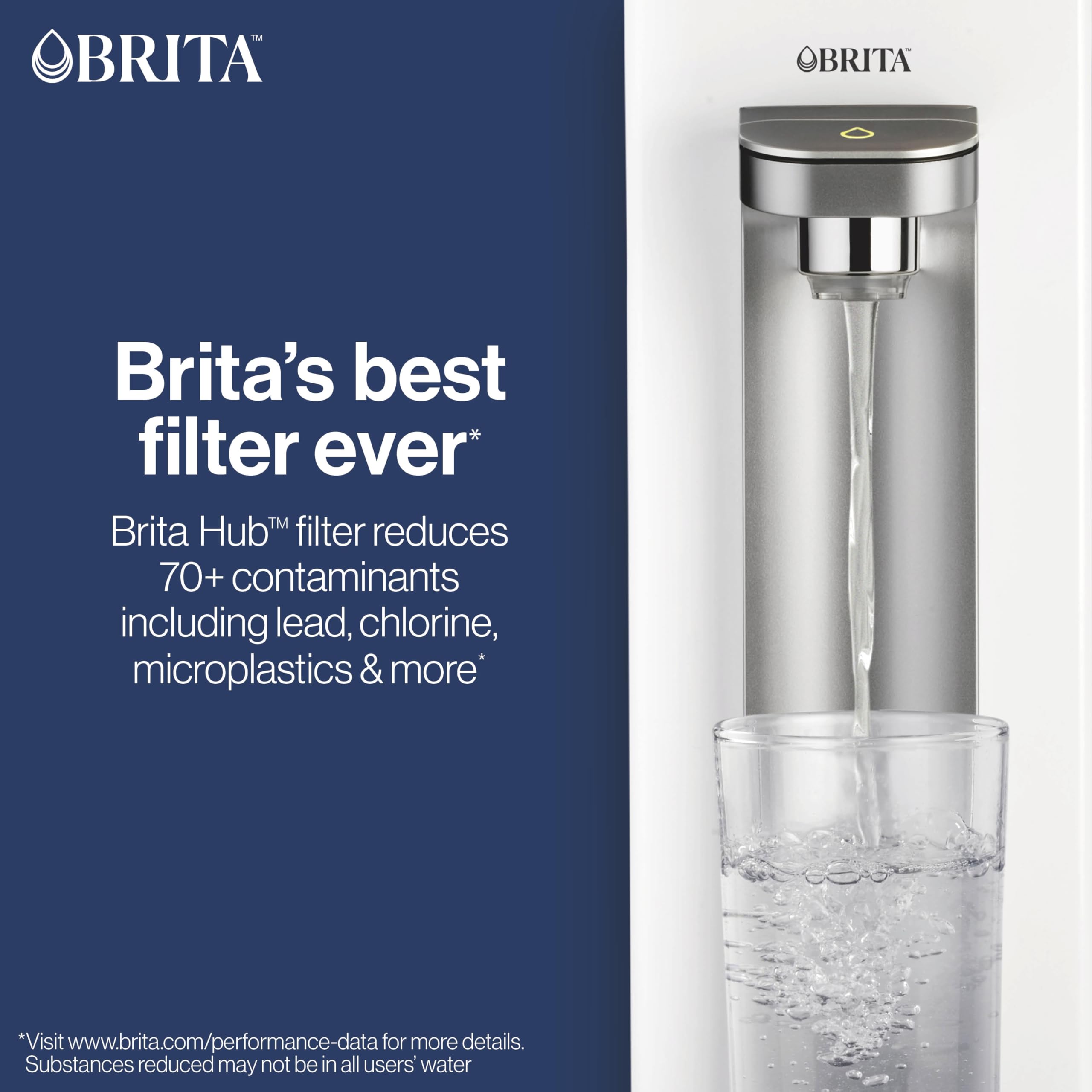 Brita Hub Compact Instant Powerful Countertop Water Filter System - Reduces 70+ Contaminants, 9 Cup Capacity, Includes 6-Month Carbon Block Filter (White, Model 87344) | Perfect for Kitchen, Office & Small Spaces